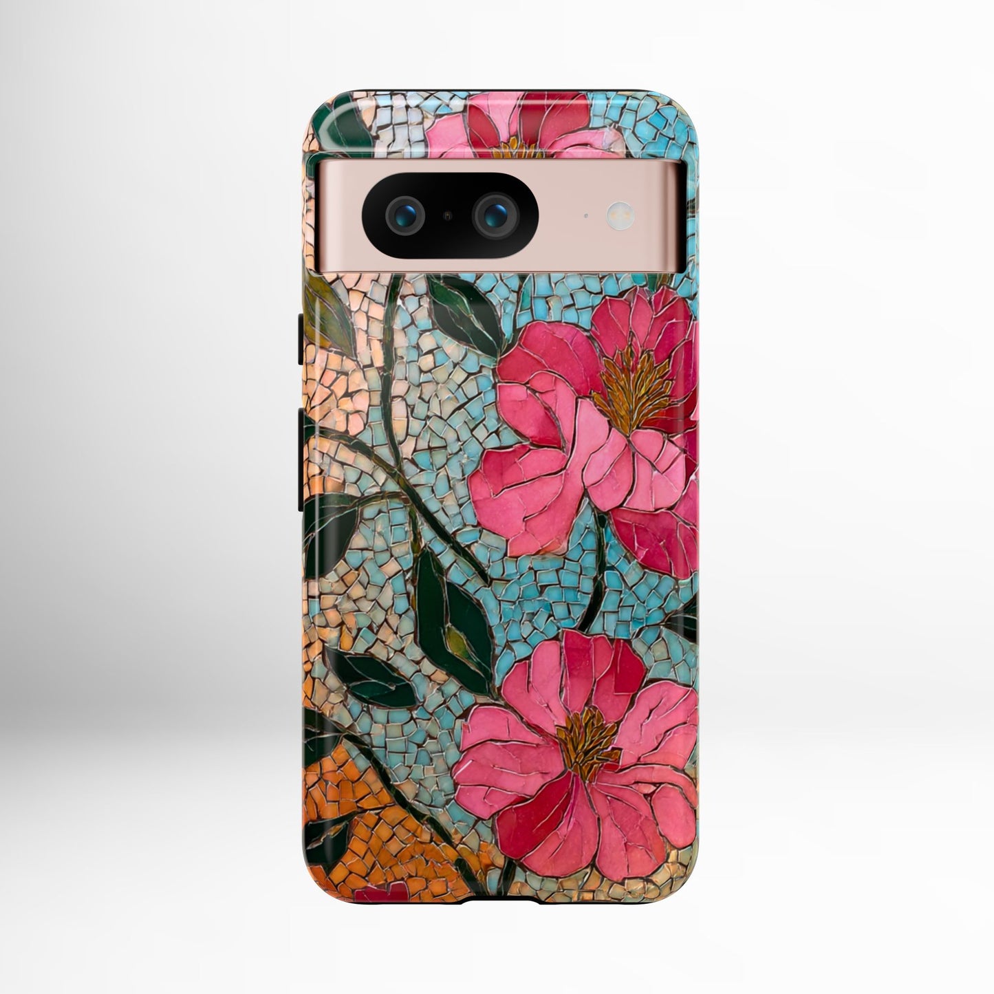 Bright Floral Mosaic Phone Case, iPhone 15 16 17 Pro Air Case, Pixel 9 Pro Cover, Samsung Galaxy 25 Pro Case