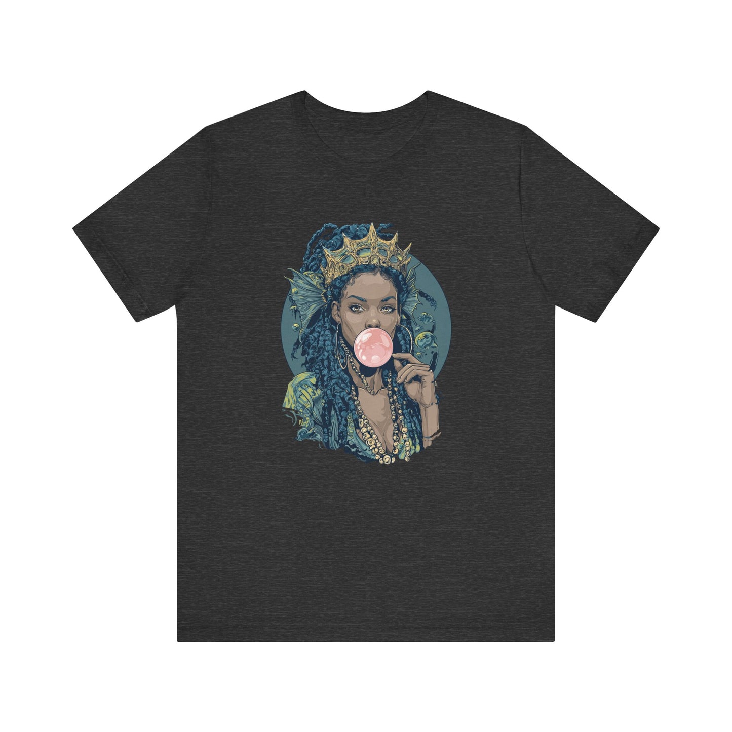 Siren Goddess Bubblegum T-Shirt | Fantasy Ocean Mythology Tee | Mermaid Crown Graphic Shirt | Unique Streetwear Top