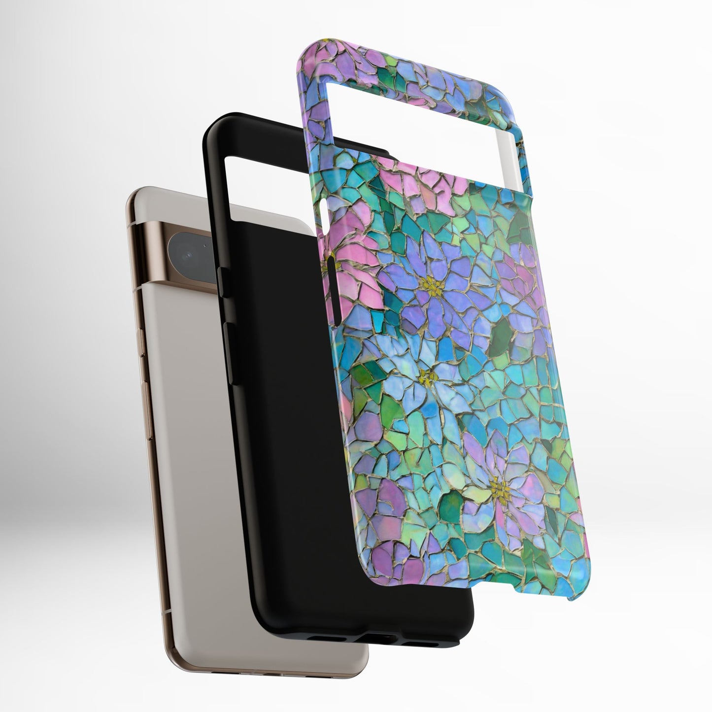 Mosaic Floral Phone Case, iPhone 17 Air Case, Pixel 9 Pro XL Cover, Samsung Galaxy 25 Plus Ultra Tough Case