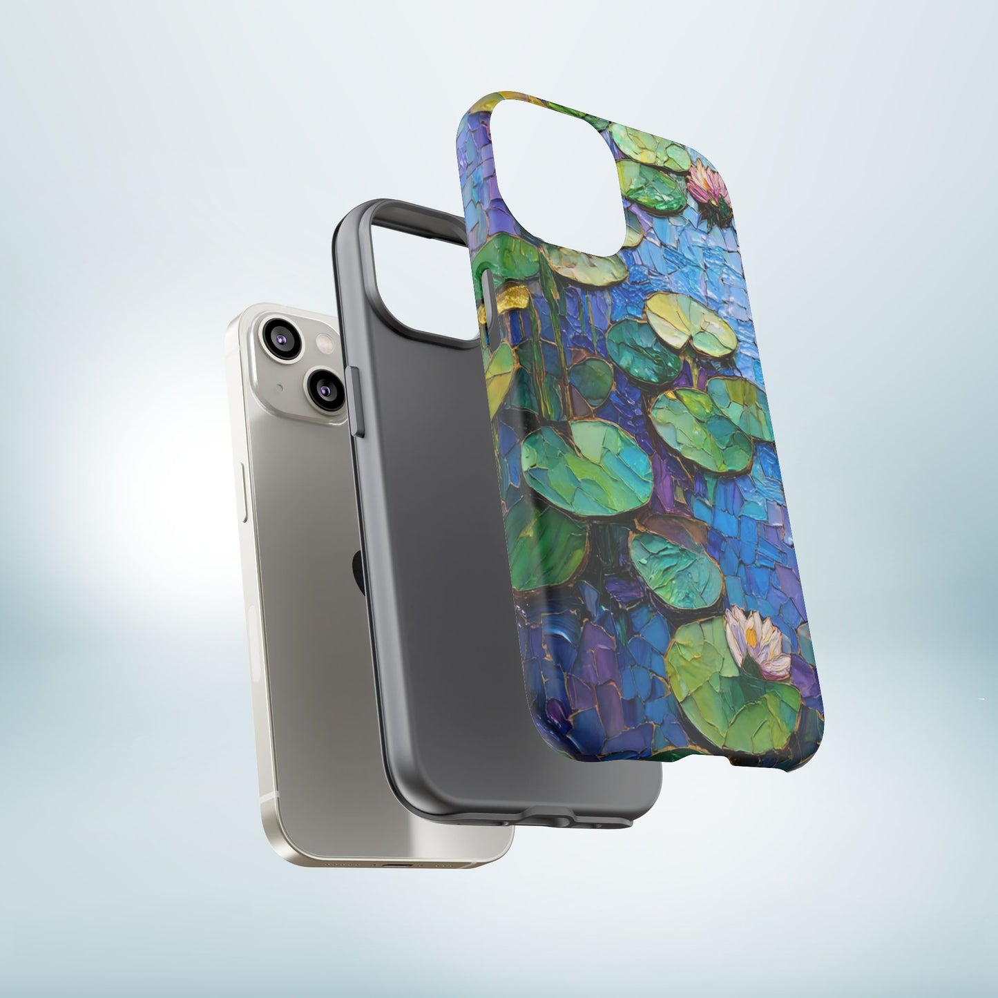 Lily Pad Phone Case, Impressionist Mosaic Botanical Cover, iPhone 15 16 17 Pro Air, Google Pixel 7 8 9 Pro, Samsung S23 S24 S25 S26 Ultra