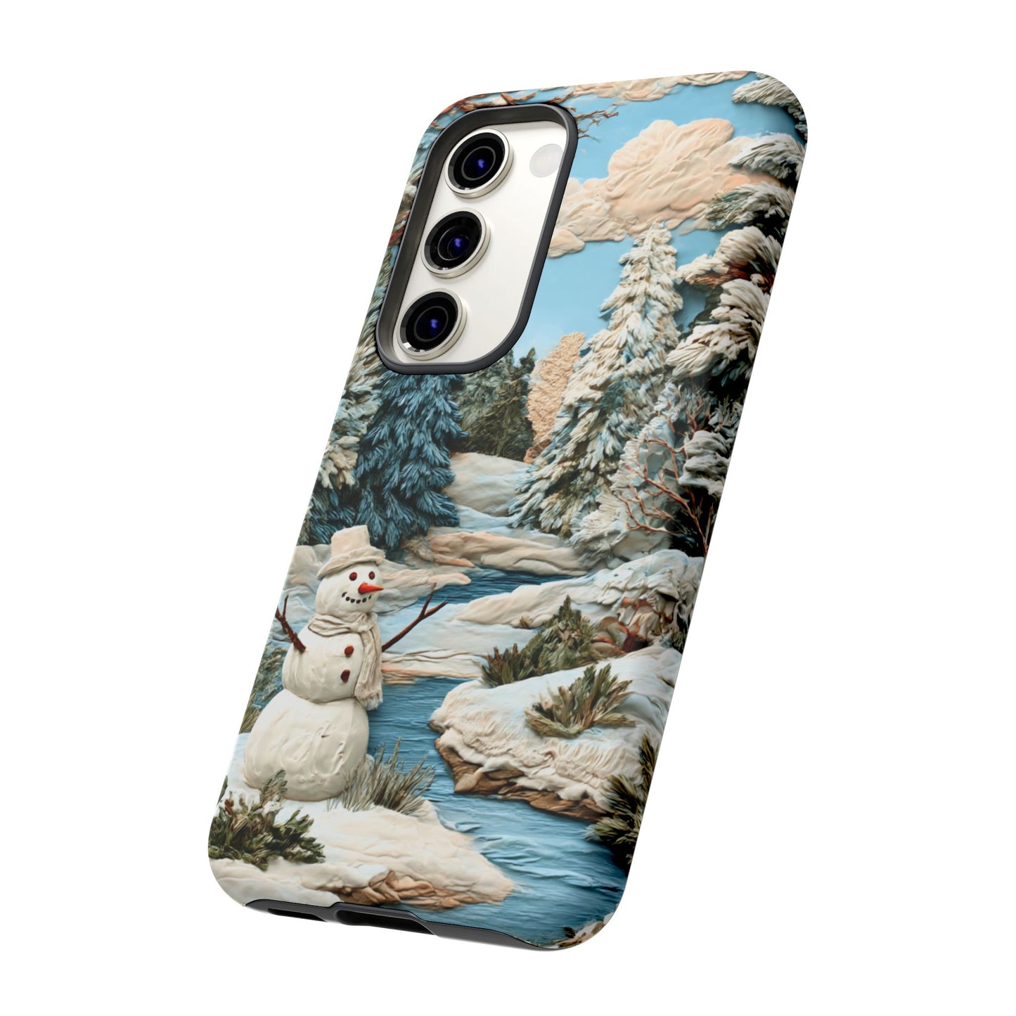 Snowman Winter Scene Phone Case Christmas Holiday Cover for iPhone Samsung Pixel