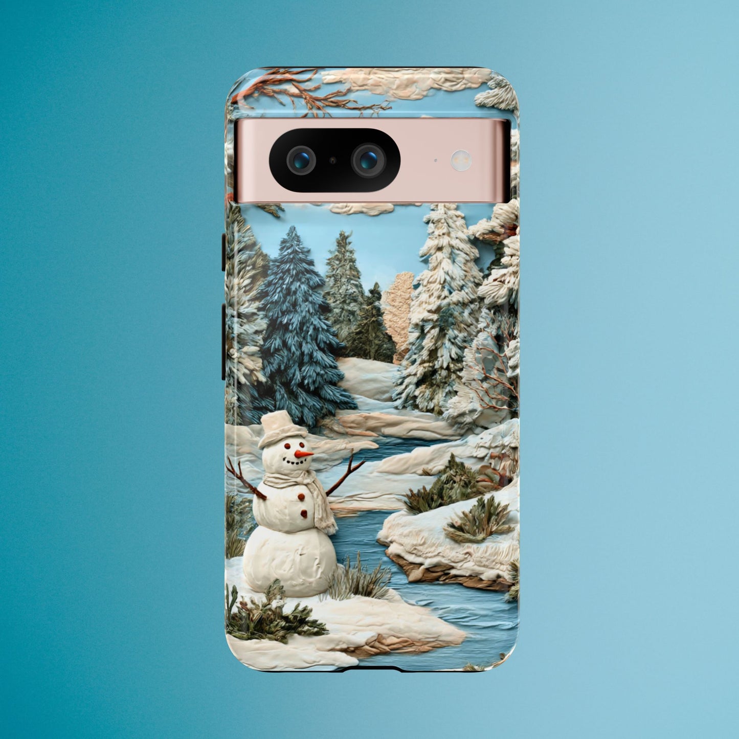 Snowman Winter Scene Phone Case Christmas Holiday Cover for iPhone Samsung Pixel