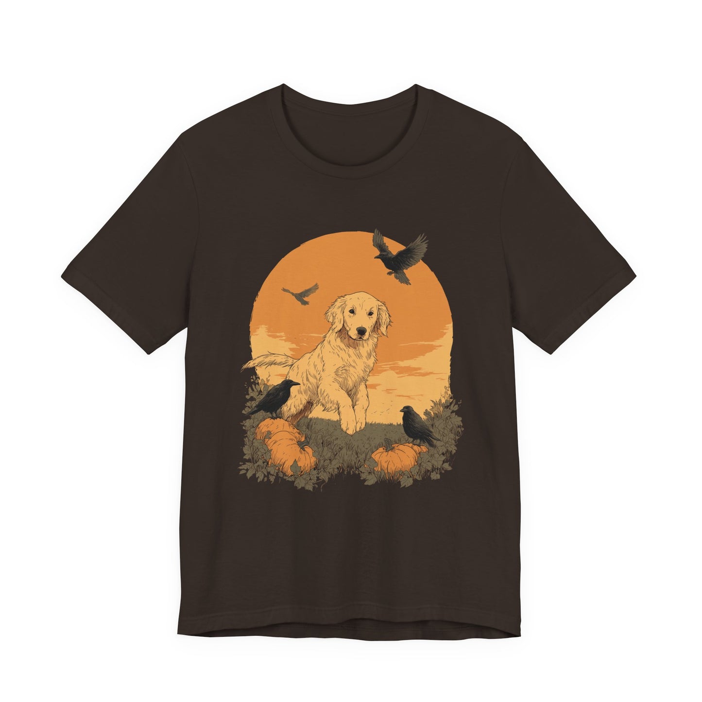 Golden Retriever Fall Shirt - Pumpkin & Crow Dog Tee, Autumn Pet Lover Gift, Halloween Cozy Graphic T-Shirt, Dog Mom Outfit