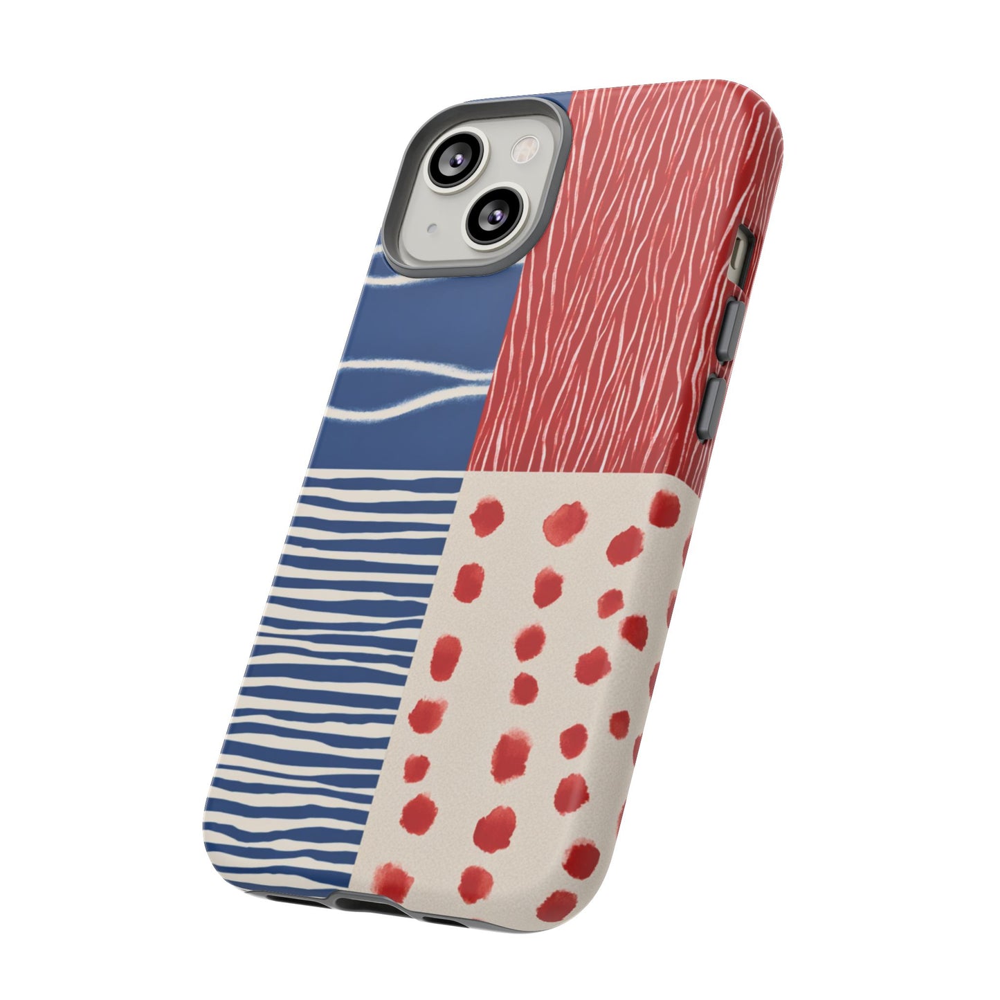 Abstract Geometric Phone Case | Red, Blue & White Pattern Cover for iPhone, Galaxy, Pixel