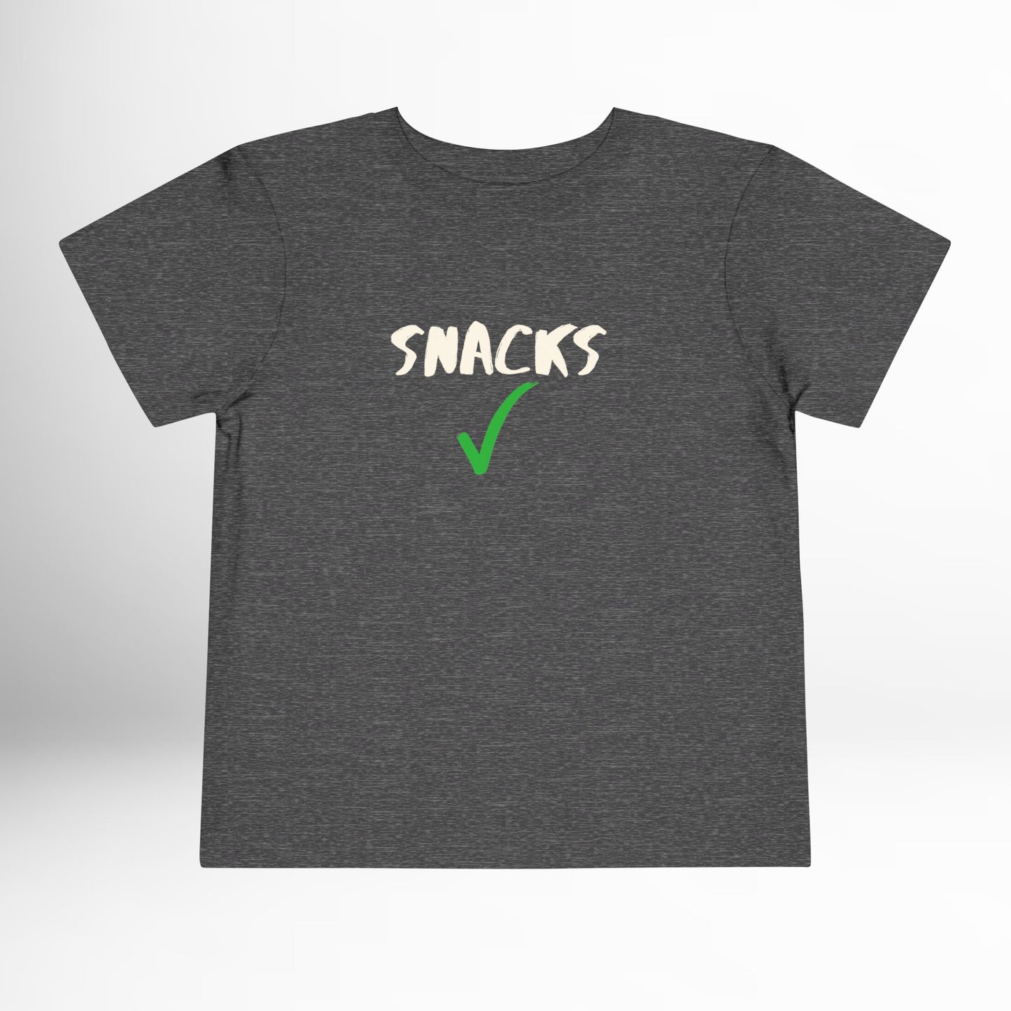 Snacks Toddler Shirt - Funny Green Checkmark Cotton Tee (2T-5T)