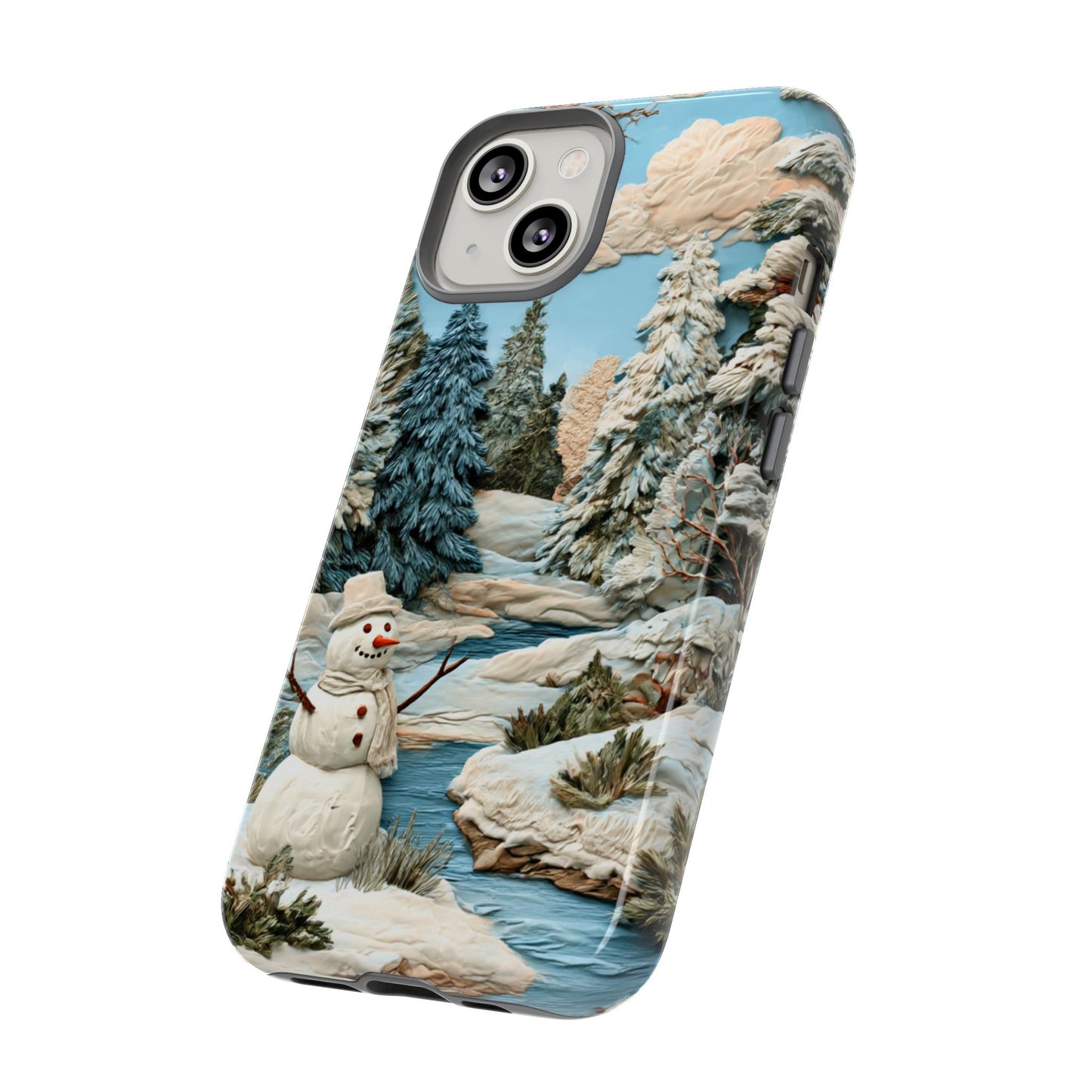 Snowman Winter Scene Phone Case Christmas Holiday Cover for iPhone Samsung Pixel