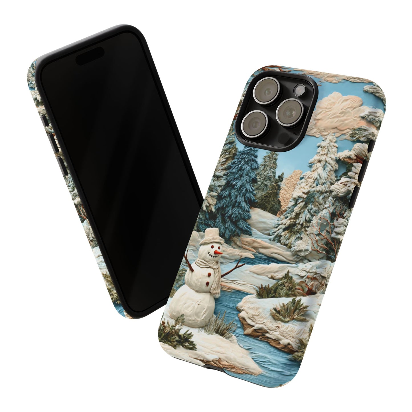 Snowman Winter Scene Phone Case Christmas Holiday Cover for iPhone Samsung Pixel