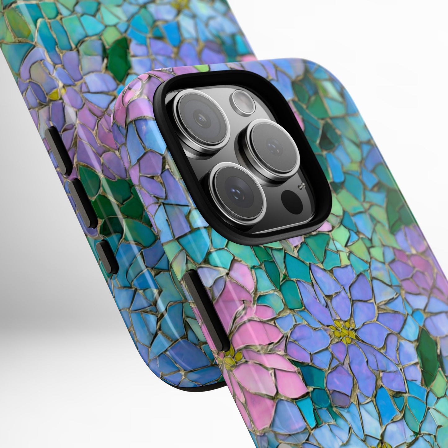 Mosaic Floral Phone Case, iPhone 17 Air Case, Pixel 9 Pro XL Cover, Samsung Galaxy 25 Plus Ultra Tough Case