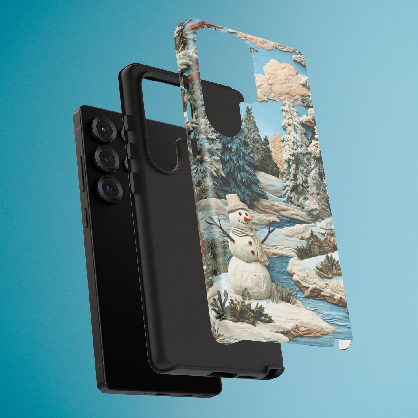 Snowman Winter Scene Phone Case Christmas Holiday Cover for iPhone Samsung Pixel