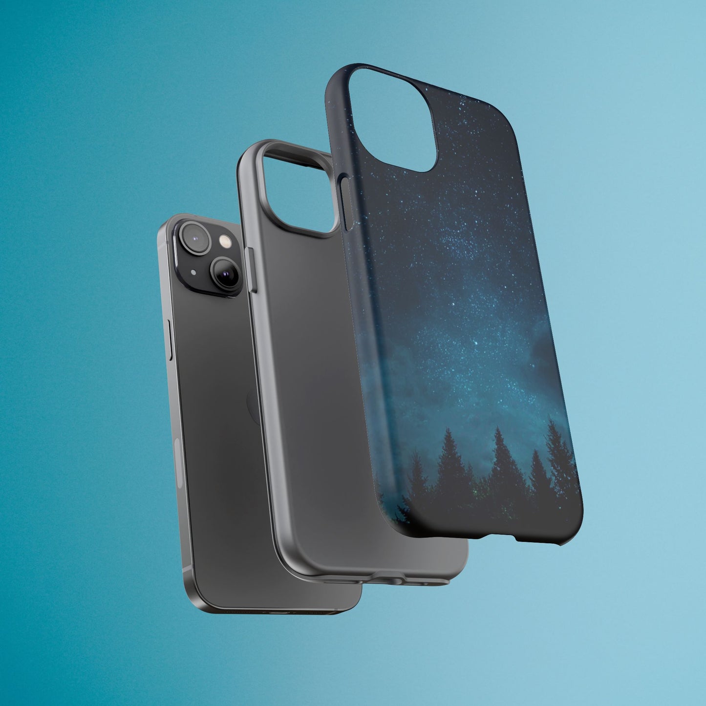 Dark Starry Night Phone Case - Winter Theme Phone Cover for iPhone, Pixel and Samsung Galaxy Models