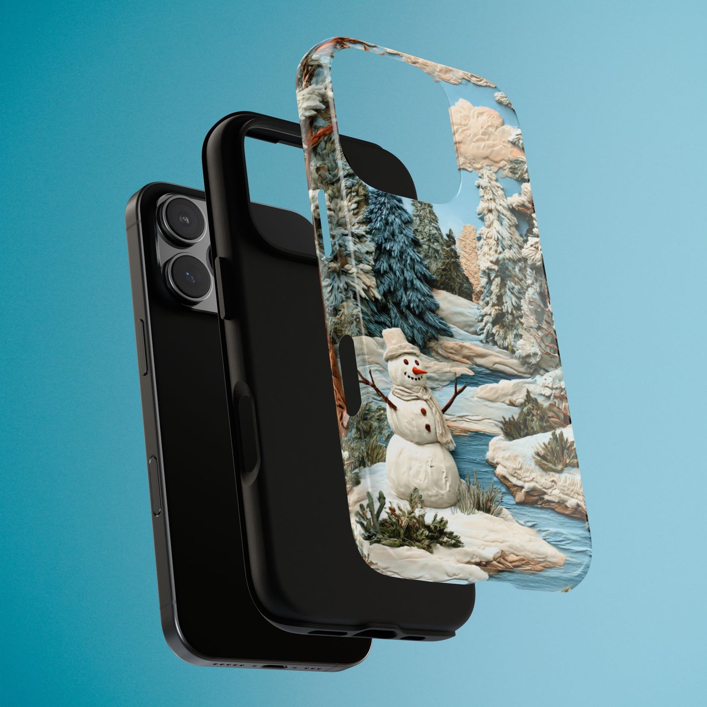 Snowman Winter Scene Phone Case Christmas Holiday Cover for iPhone Samsung Pixel