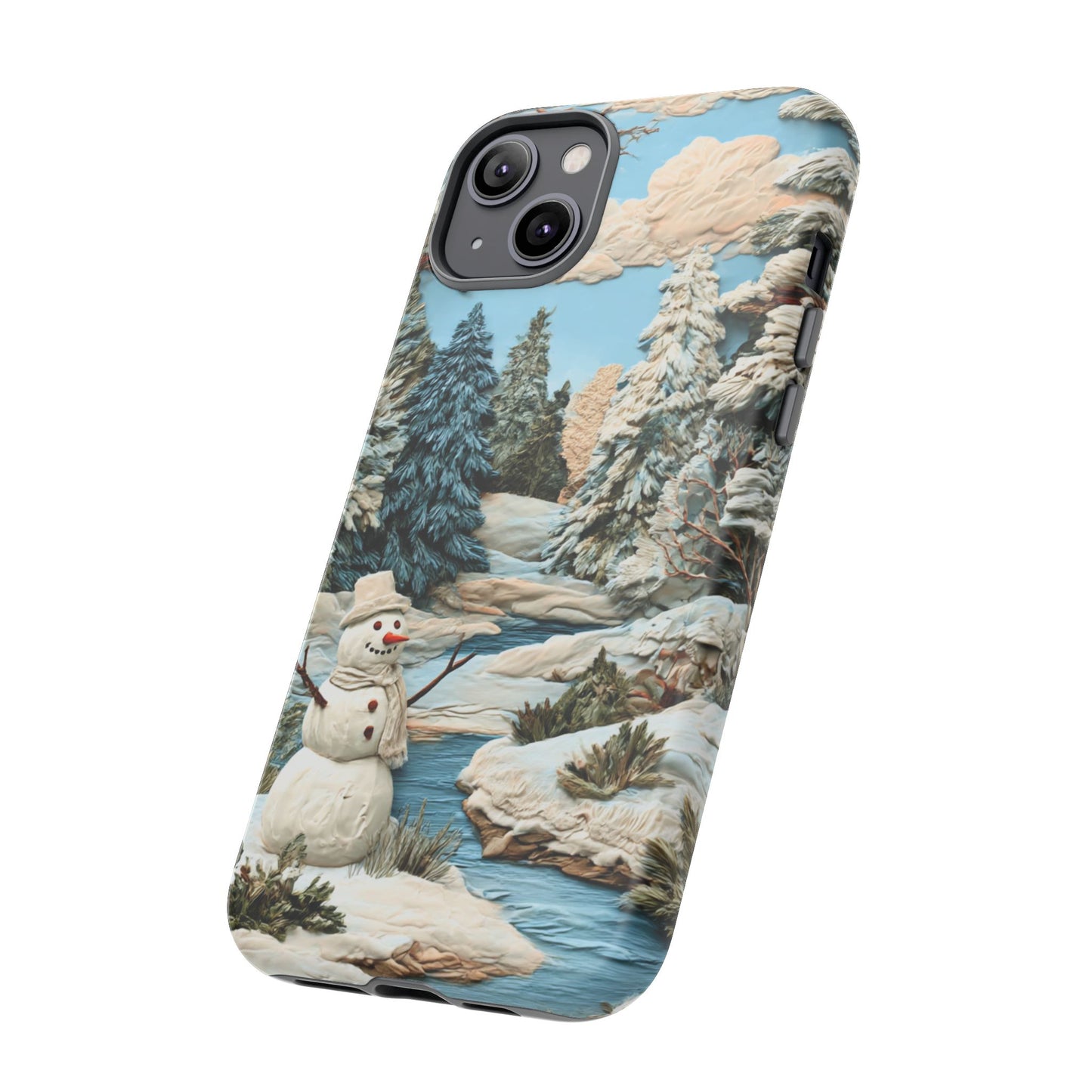 Snowman Winter Scene Phone Case Christmas Holiday Cover for iPhone Samsung Pixel
