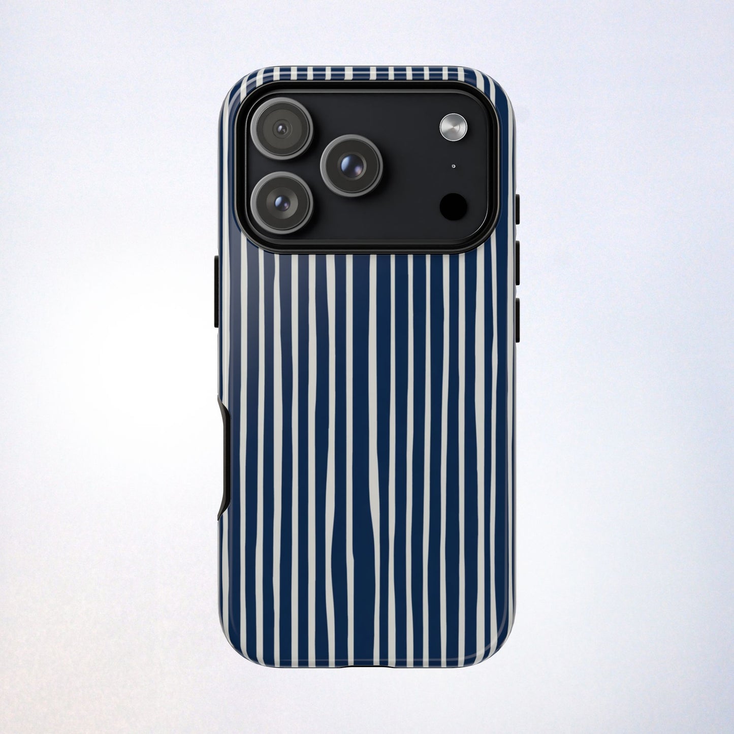 Navy Striped Phone Case | Minimalist Blue and White Stripe Design, Nautical Aesthetic Protective Cover