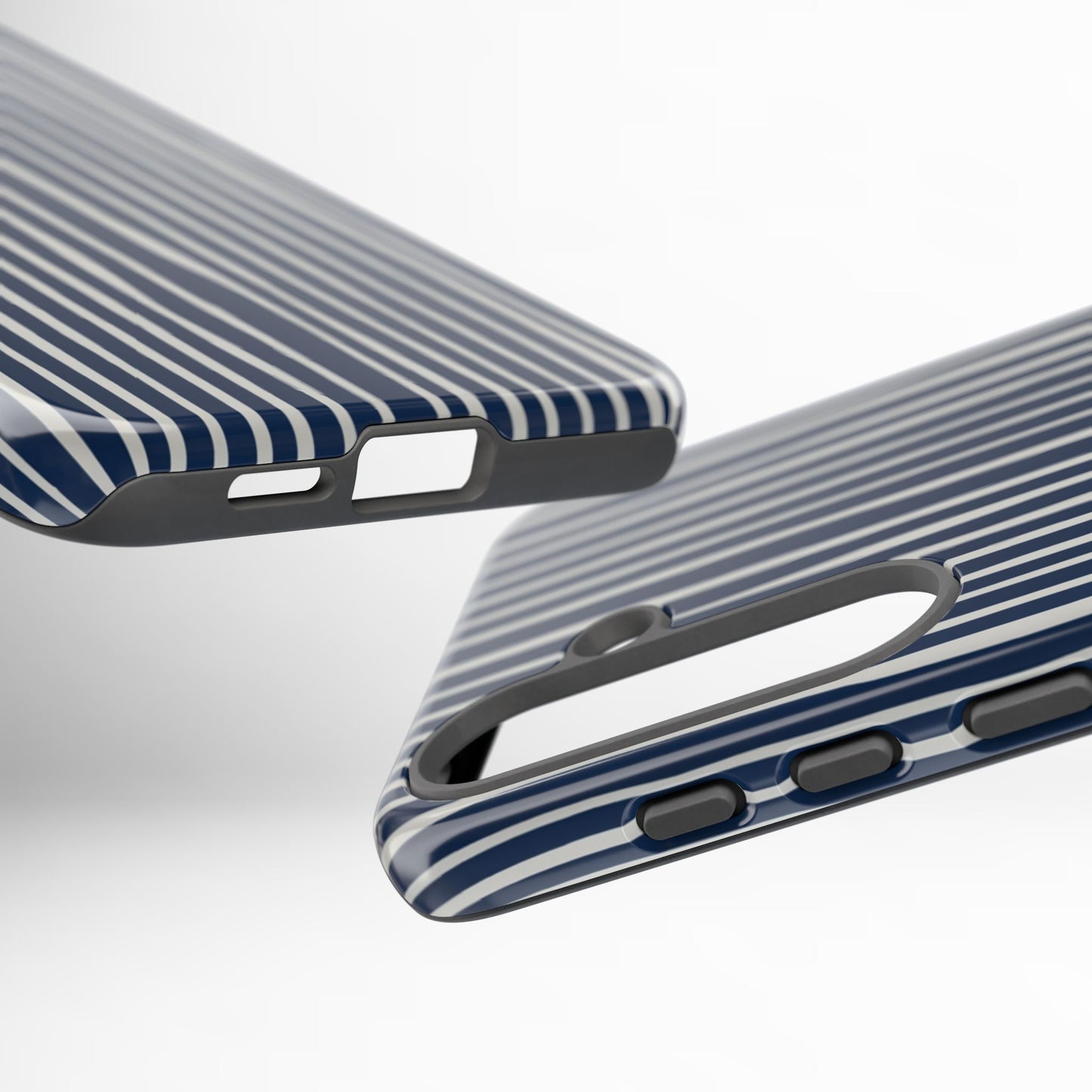 Navy Striped Phone Case | Minimalist Blue and White Stripe Design, Nautical Aesthetic Protective Cover