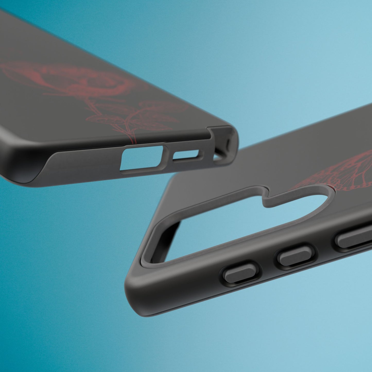 Black Rose and Butterfly Phone Case - Dark Academia Aesthetic Gothic iPhone, Galaxy and Pixel Cover