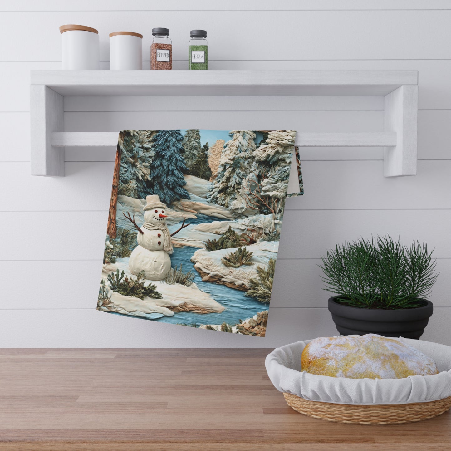 Snowman Tea Towels, Cozy Kitchen Decor, Christmas Holiday Home Gift, Seasonal Dish Drying Cloth, New Home Hostess Present, Festive Winter