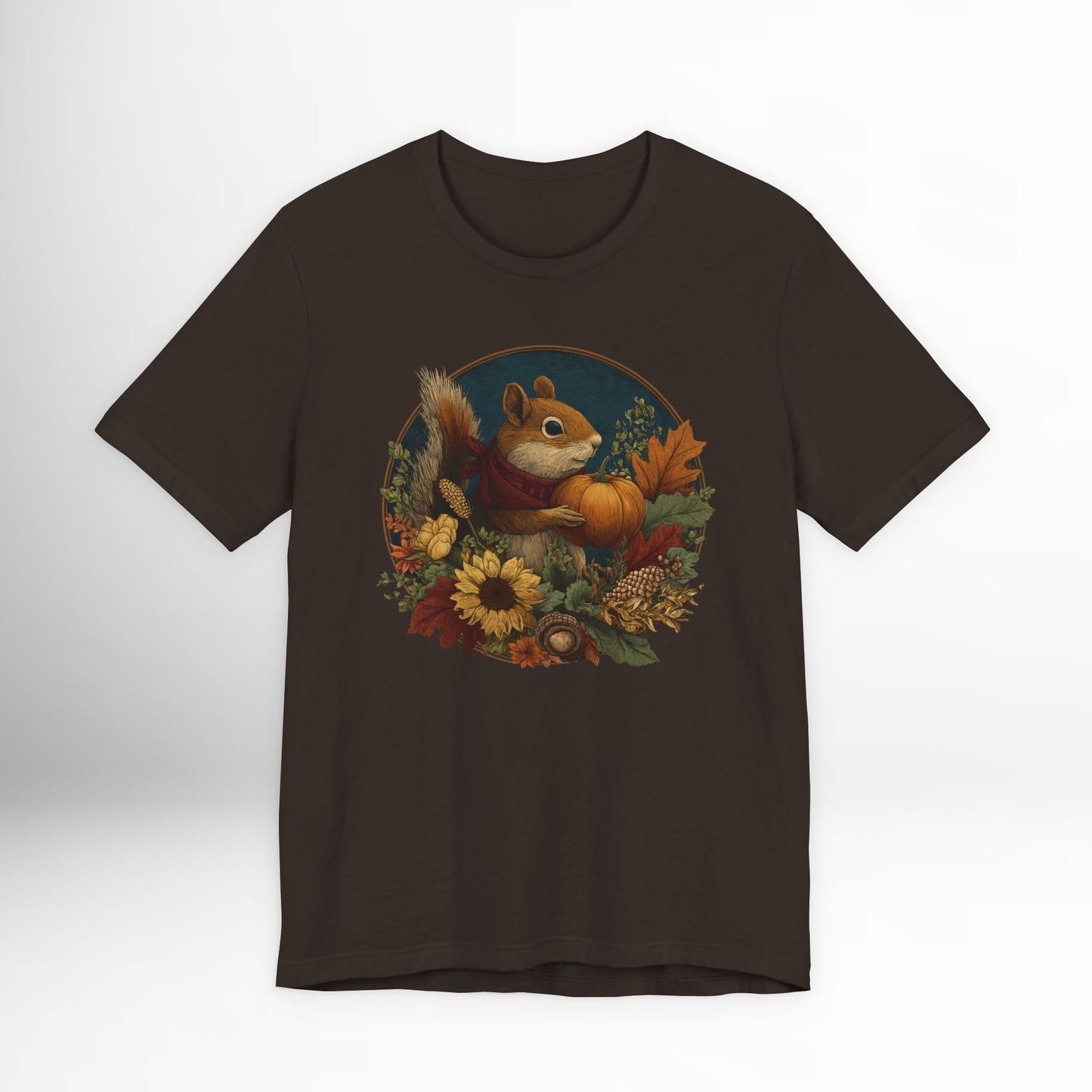 Squirrel with Pumpkin T-Shirt Cute Fall Woodland Animal Tee, Autumn Harvest Graphic Shirt, Cozy Nature Wildlife Top