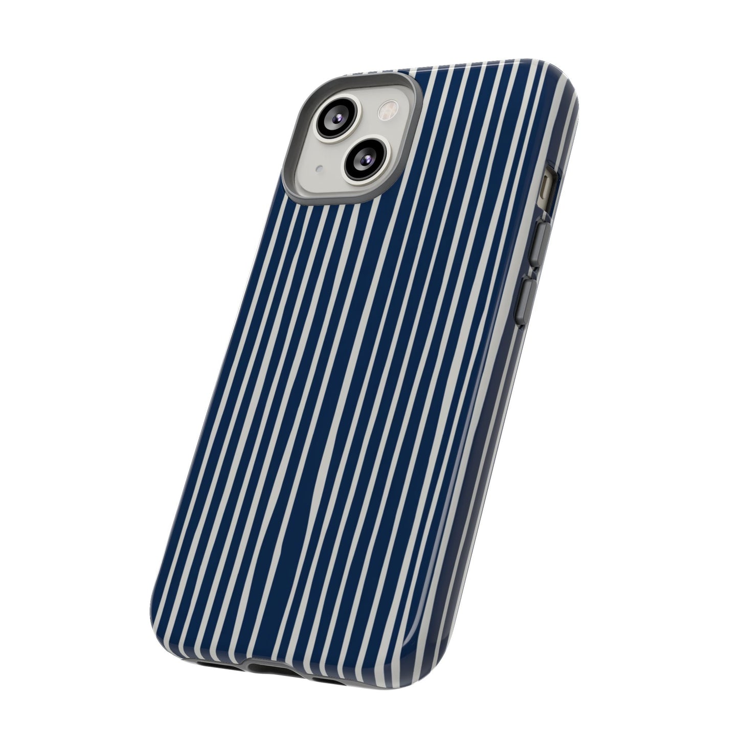 Navy Striped Phone Case | Minimalist Blue and White Stripe Design, Nautical Aesthetic Protective Cover