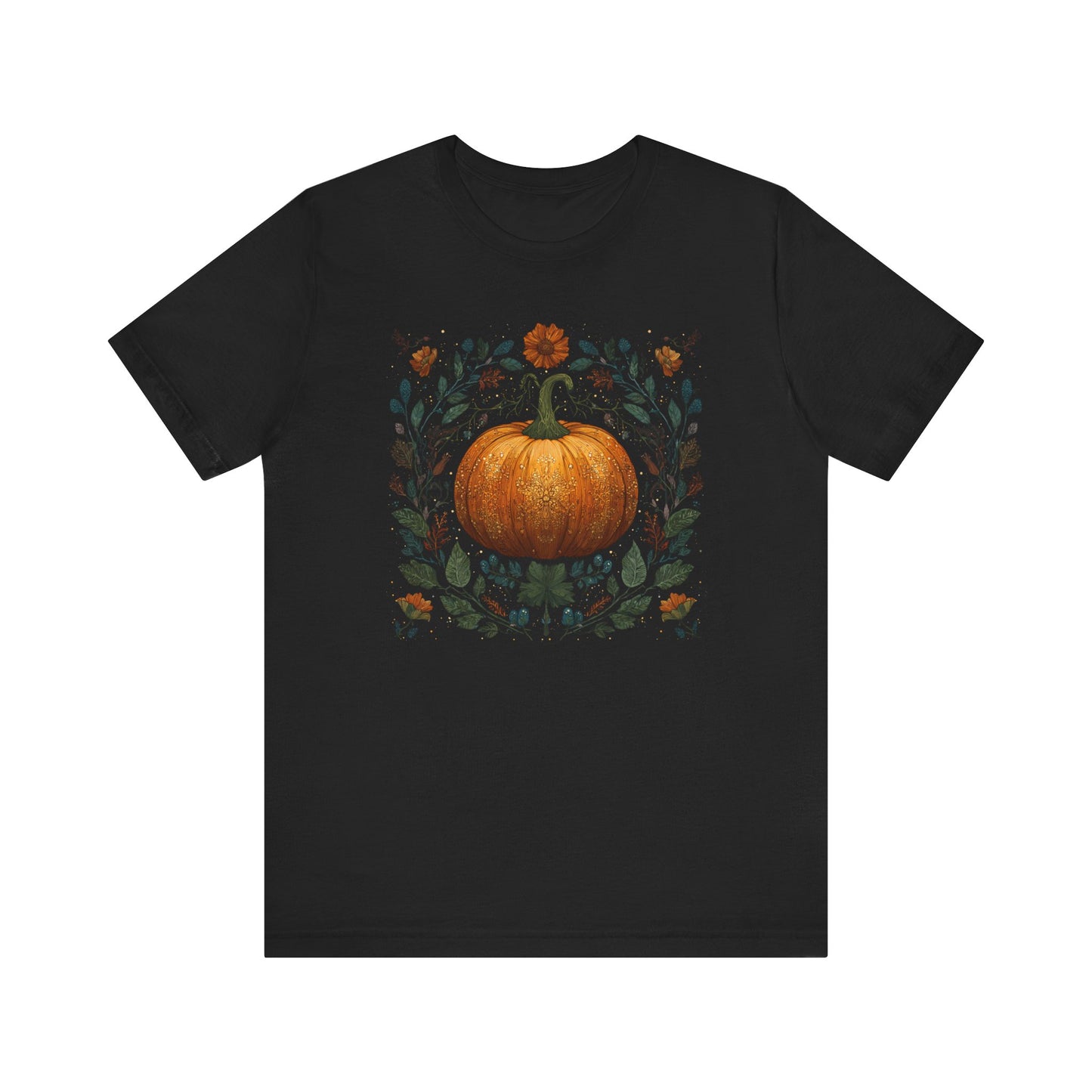 Floral Pumpkin T-Shirt  Autumn Harvest Botanical Tee, Cozy Fall Floral Pumpkin Shirt, Rustic Country Graphic Top