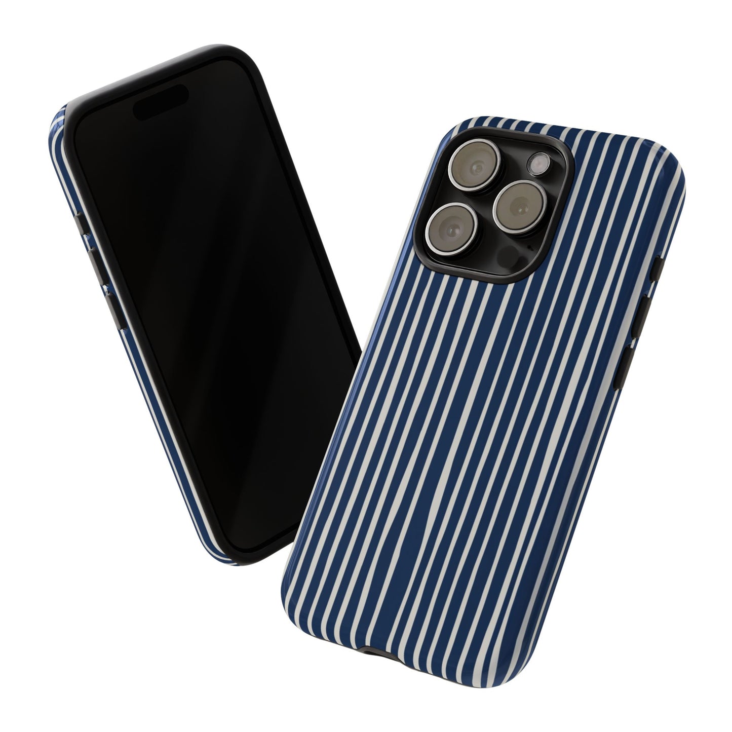 Navy Striped Phone Case | Minimalist Blue and White Stripe Design, Nautical Aesthetic Protective Cover