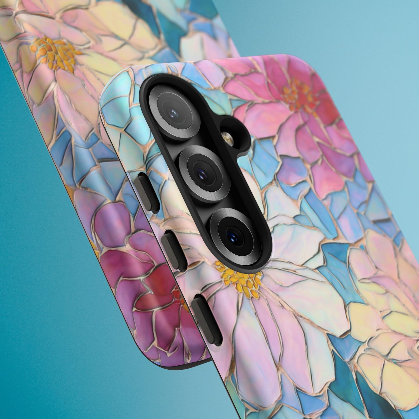 Floral Mosaic Phone Case, Colorful Flower Art Cover, Protective iPhone Samsung Pixel Case, New Phone Accessory, Gift for Friend