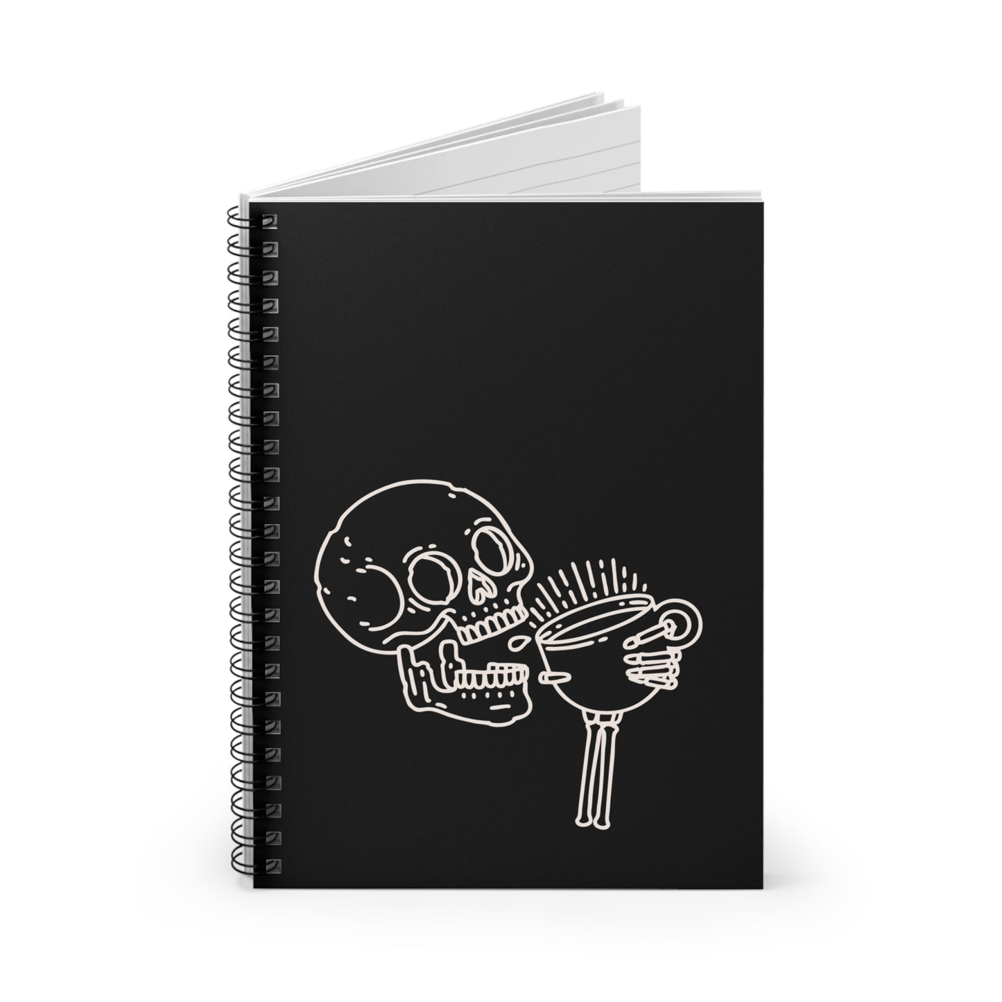 Skeleton Coffee Spiral Notebook Gothic Ruled Journal, Dark Aesthetic Writing Pad, Alternative Gift for Coffee Lovers & Spooky Stationery