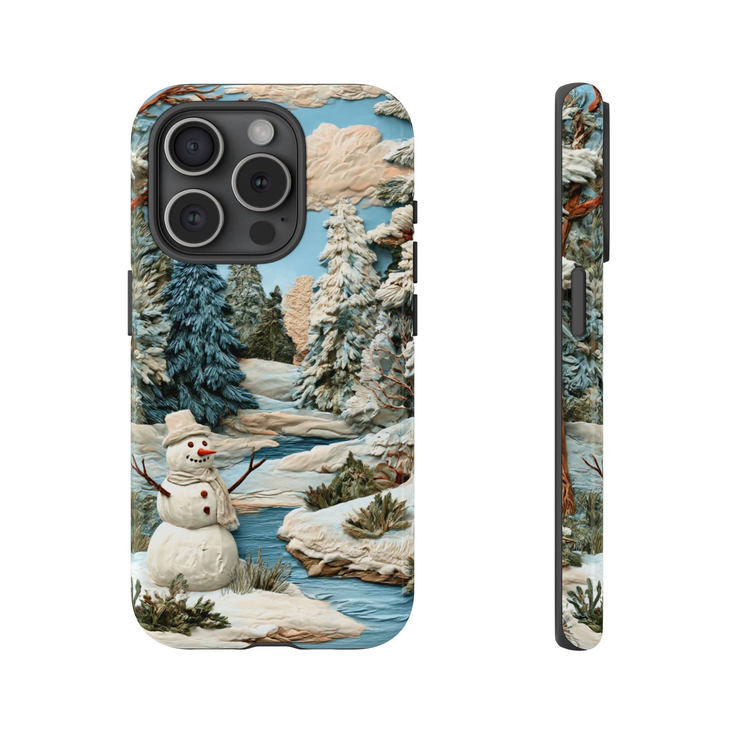 Snowman Winter Scene Phone Case Christmas Holiday Cover for iPhone Samsung Pixel