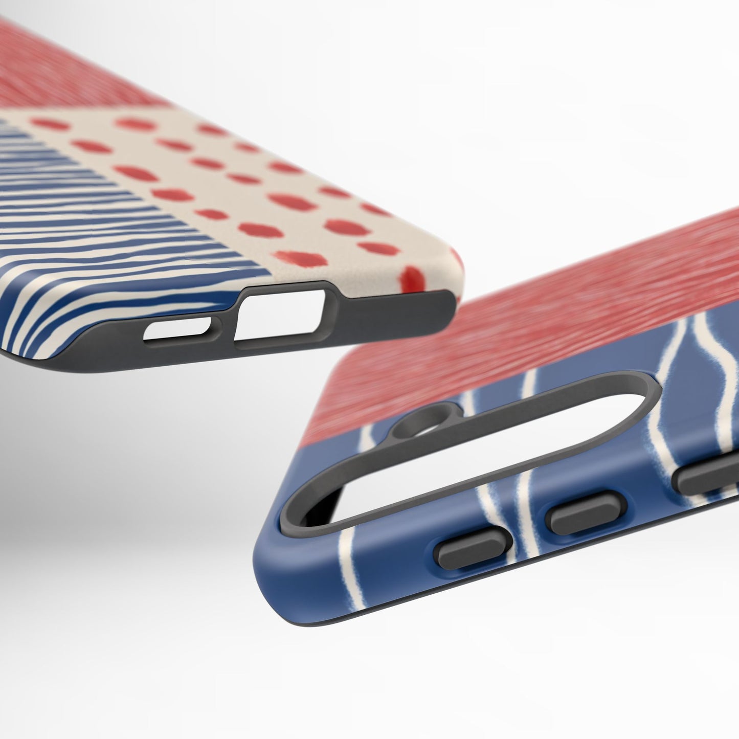 Abstract Geometric Phone Case | Red, Blue & White Pattern Cover for iPhone, Galaxy, Pixel