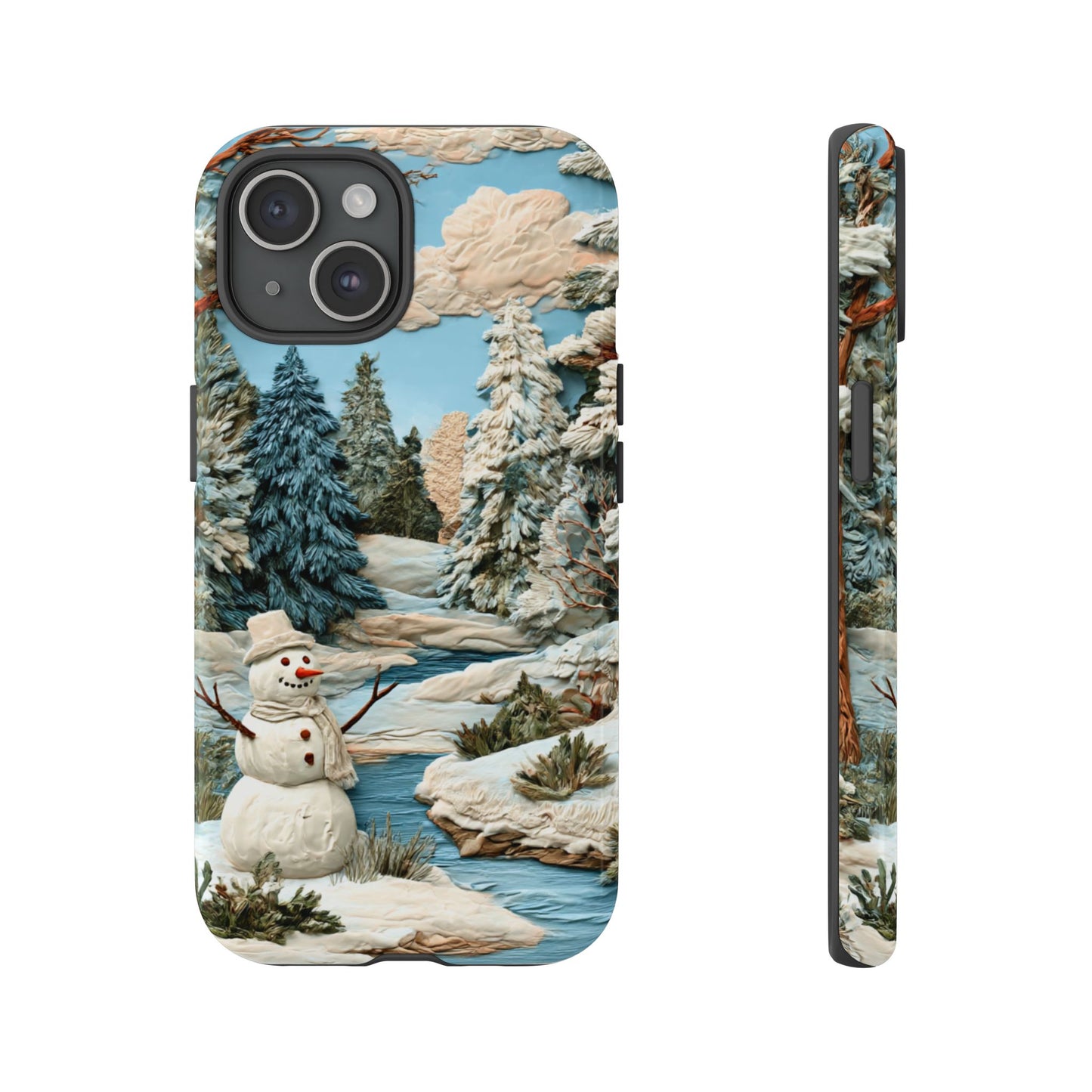 Snowman Winter Scene Phone Case Christmas Holiday Cover for iPhone Samsung Pixel
