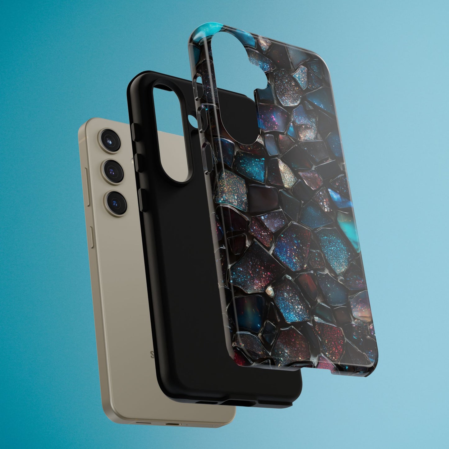 Gemstone Mosaic Phone Case, Crystal Stone Aesthetic Cover, Tough Protective Case for iPhone, Samsung, Pixel