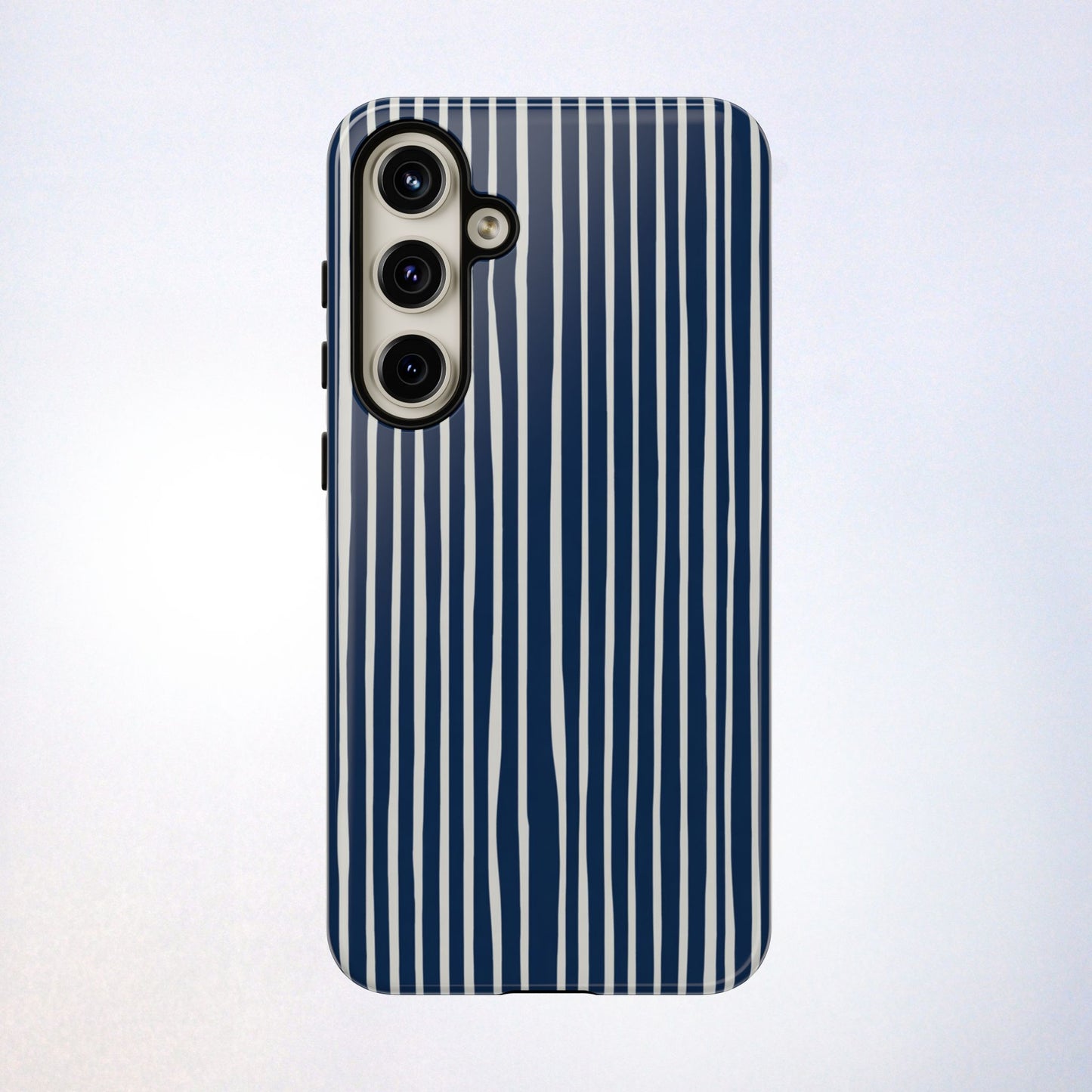 Navy Striped Phone Case | Minimalist Blue and White Stripe Design, Nautical Aesthetic Protective Cover