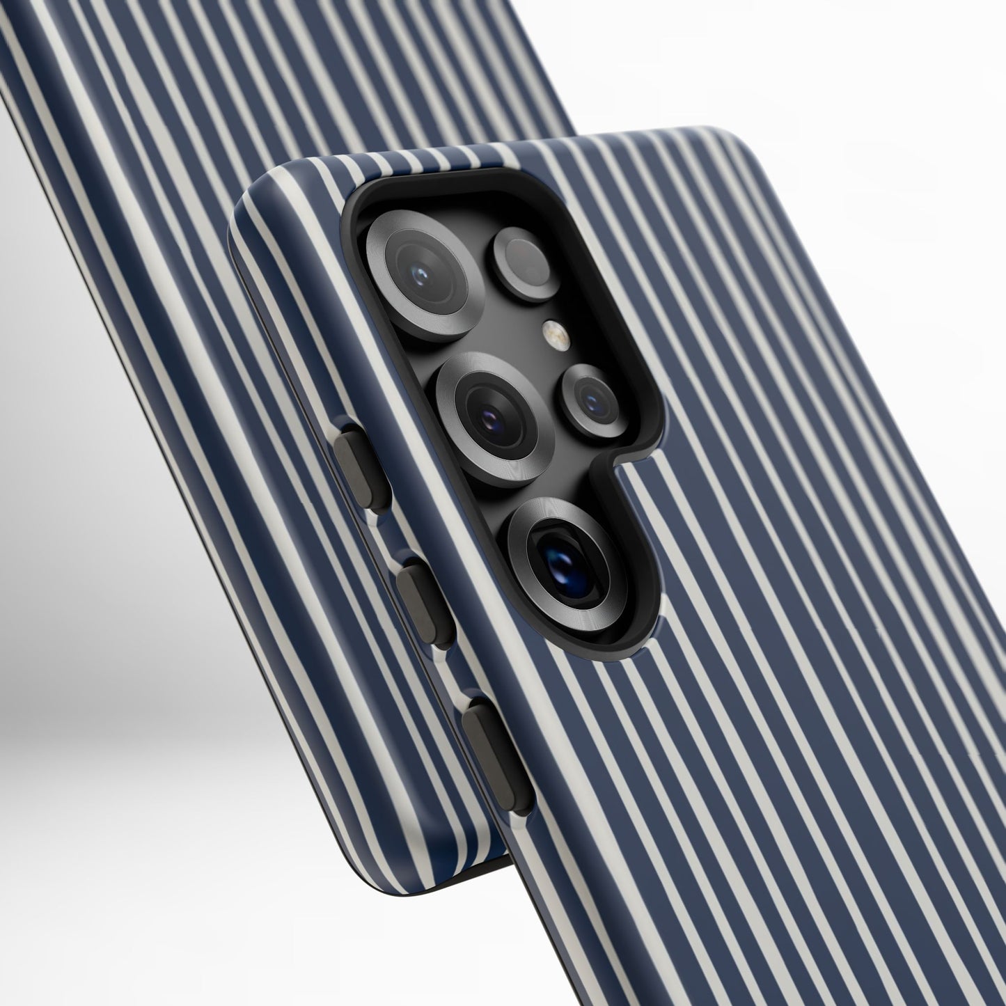 Navy Striped Phone Case | Minimalist Blue and White Stripe Design, Nautical Aesthetic Protective Cover