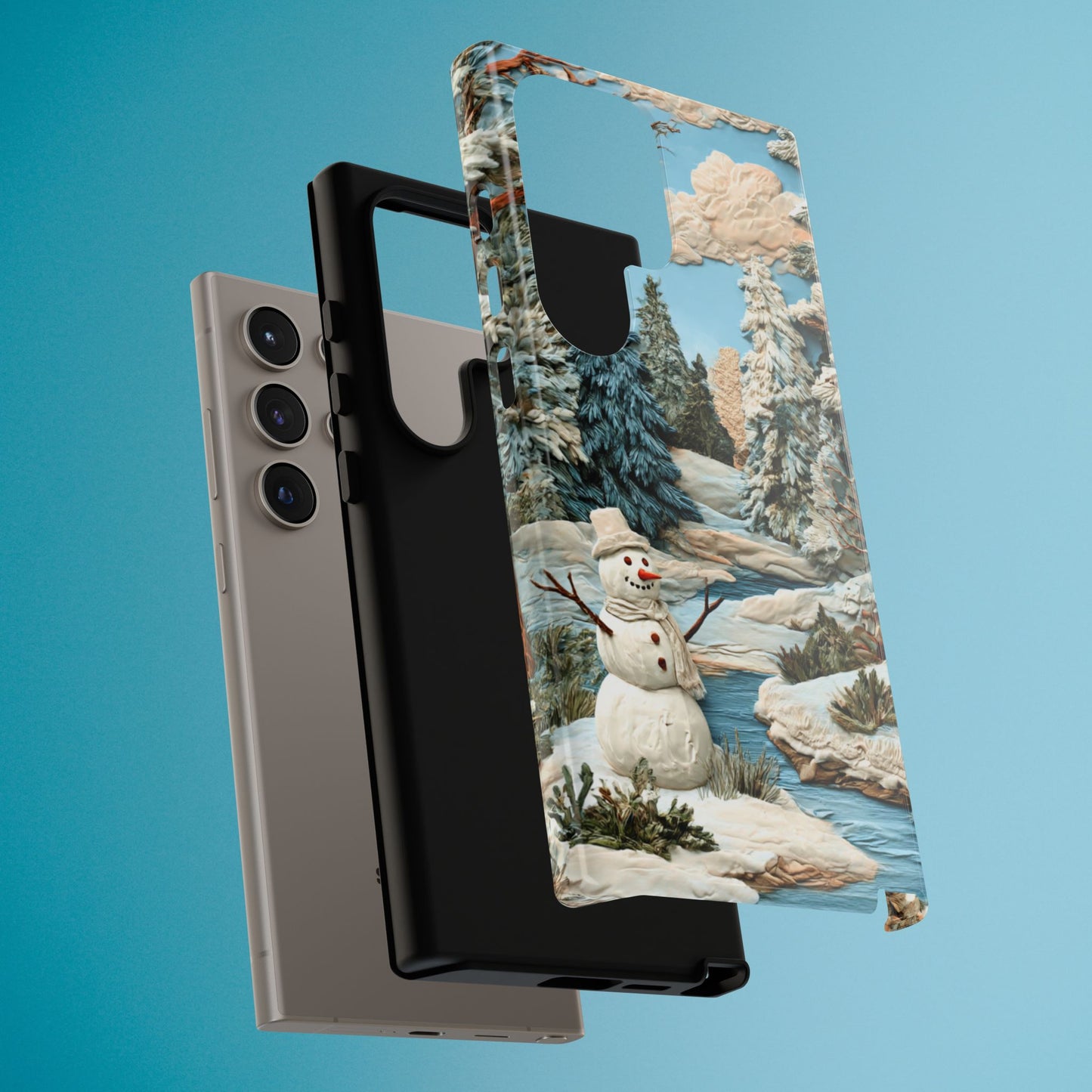 Snowman Winter Scene Phone Case Christmas Holiday Cover for iPhone Samsung Pixel