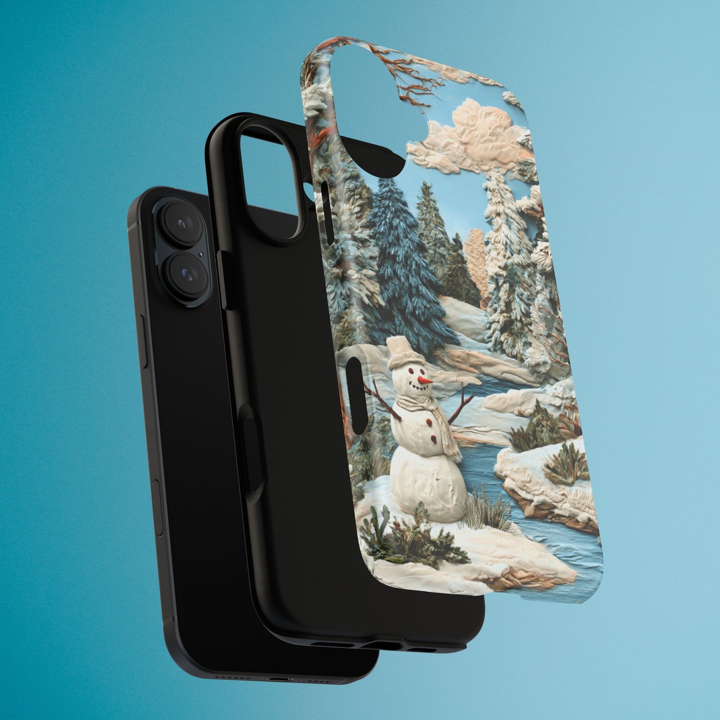 Snowman Winter Scene Phone Case Christmas Holiday Cover for iPhone Samsung Pixel