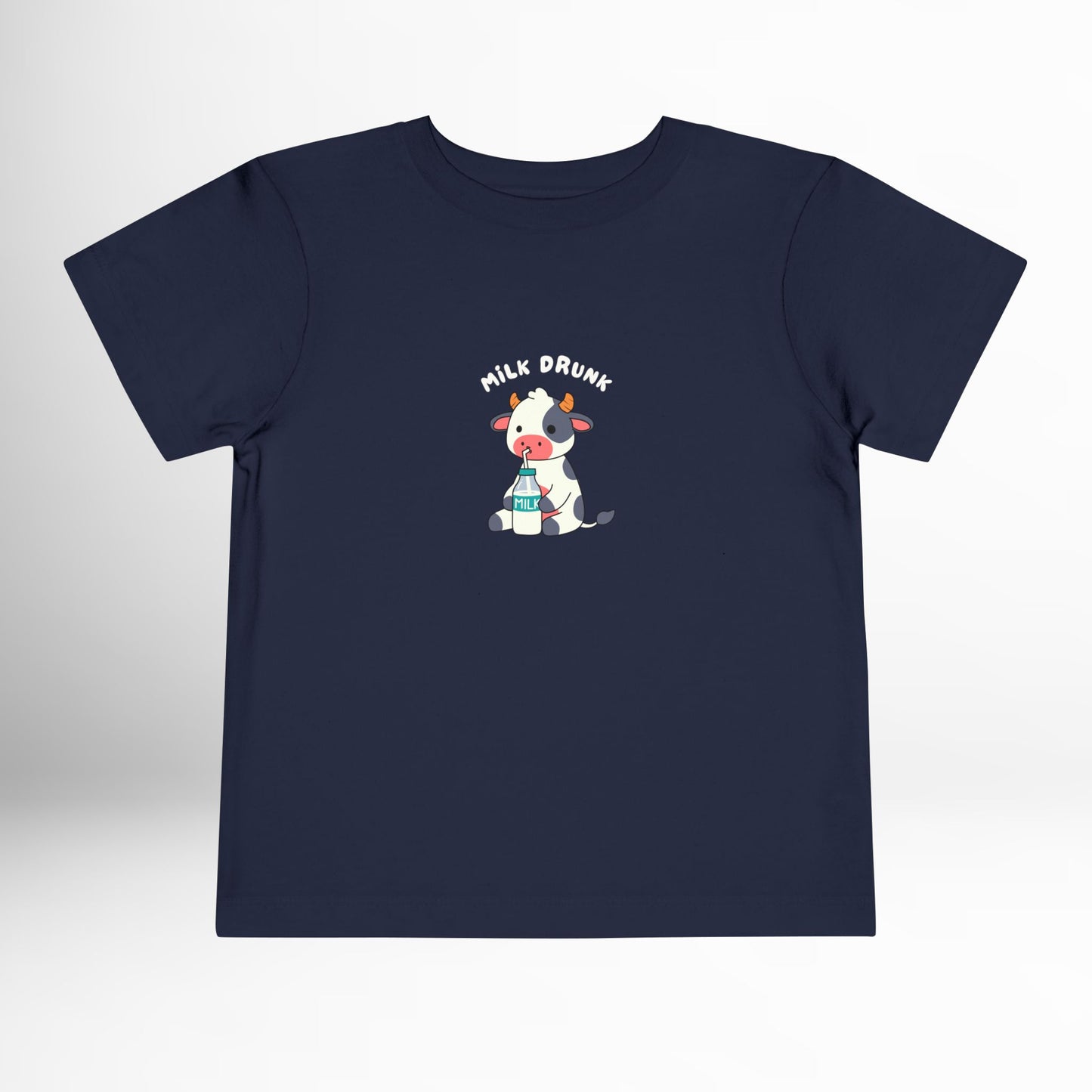 Milk Drunk Toddler Shirt - Cute Cow Graphic Cotton Tee (2T-5T)