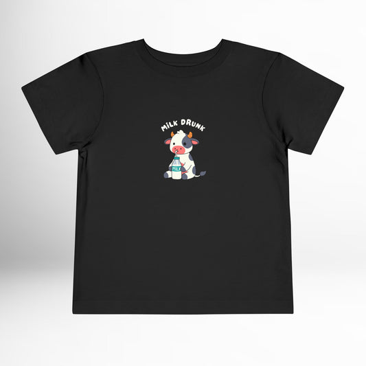 Milk Drunk Toddler Shirt - Cute Cow Graphic Cotton Tee (2T-5T)
