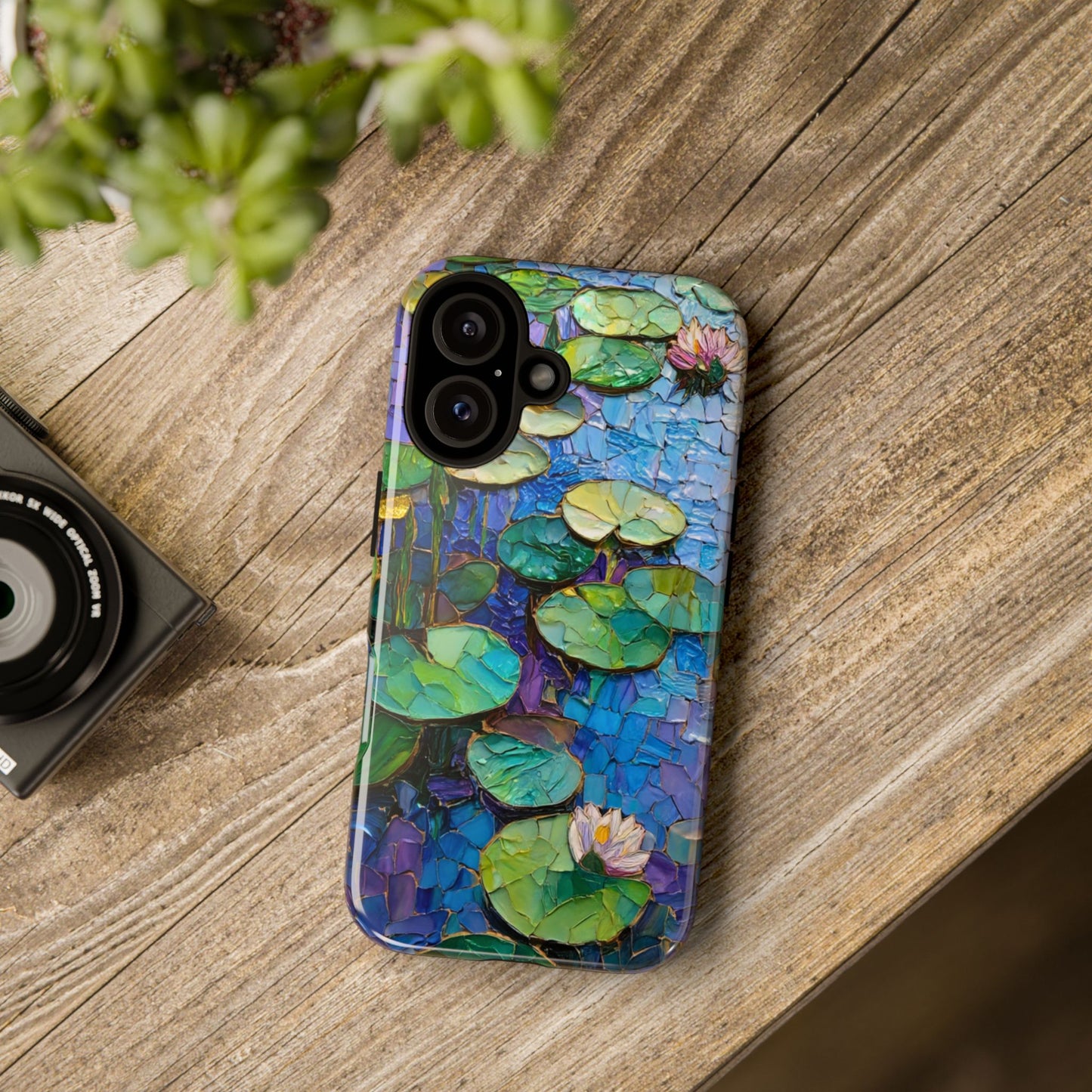 Lily Pad Phone Case, Impressionist Mosaic Botanical Cover, iPhone 15 16 17 Pro Air, Google Pixel 7 8 9 Pro, Samsung S23 S24 S25 S26 Ultra