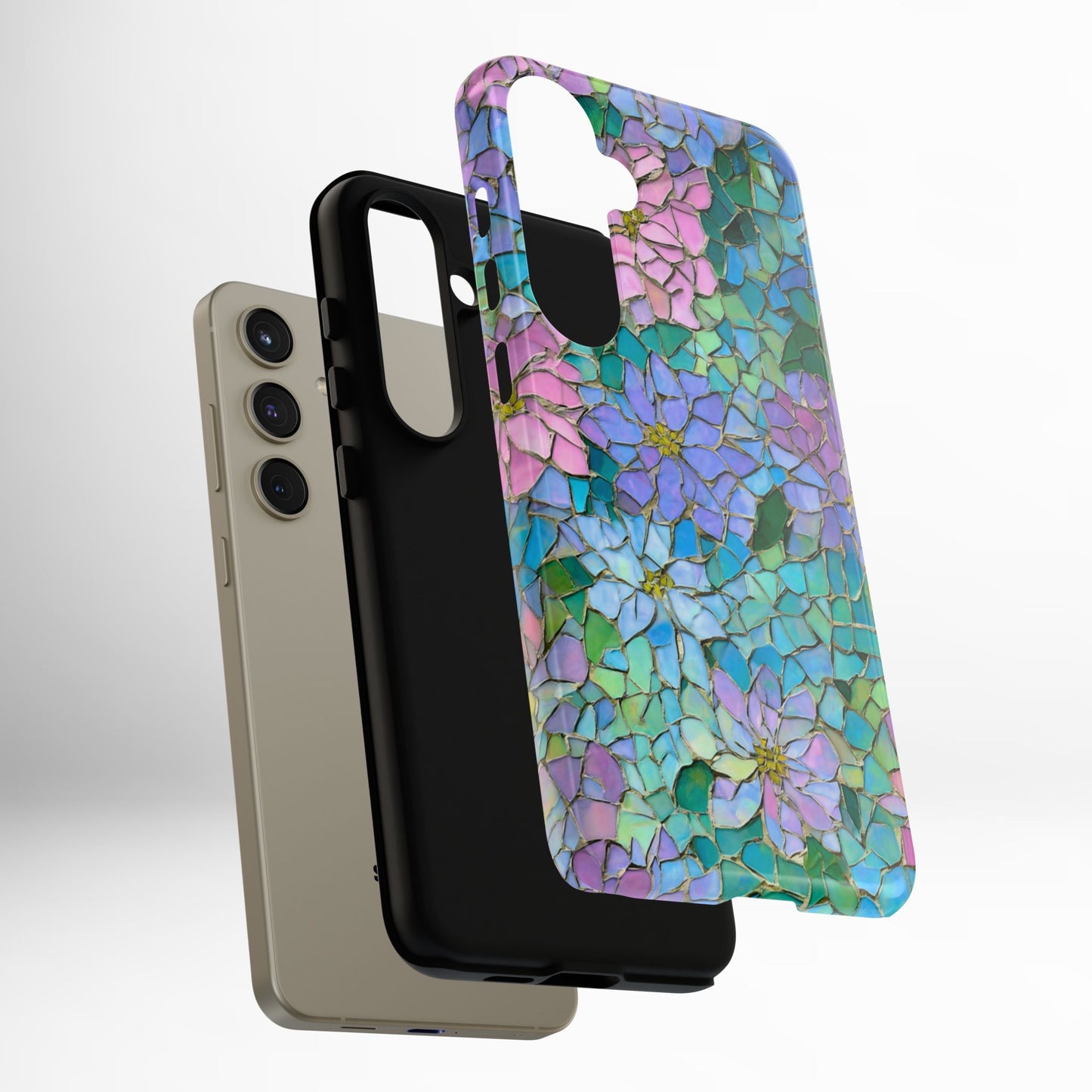 Mosaic Floral Phone Case, iPhone 17 Air Case, Pixel 9 Pro XL Cover, Samsung Galaxy 25 Plus Ultra Tough Case