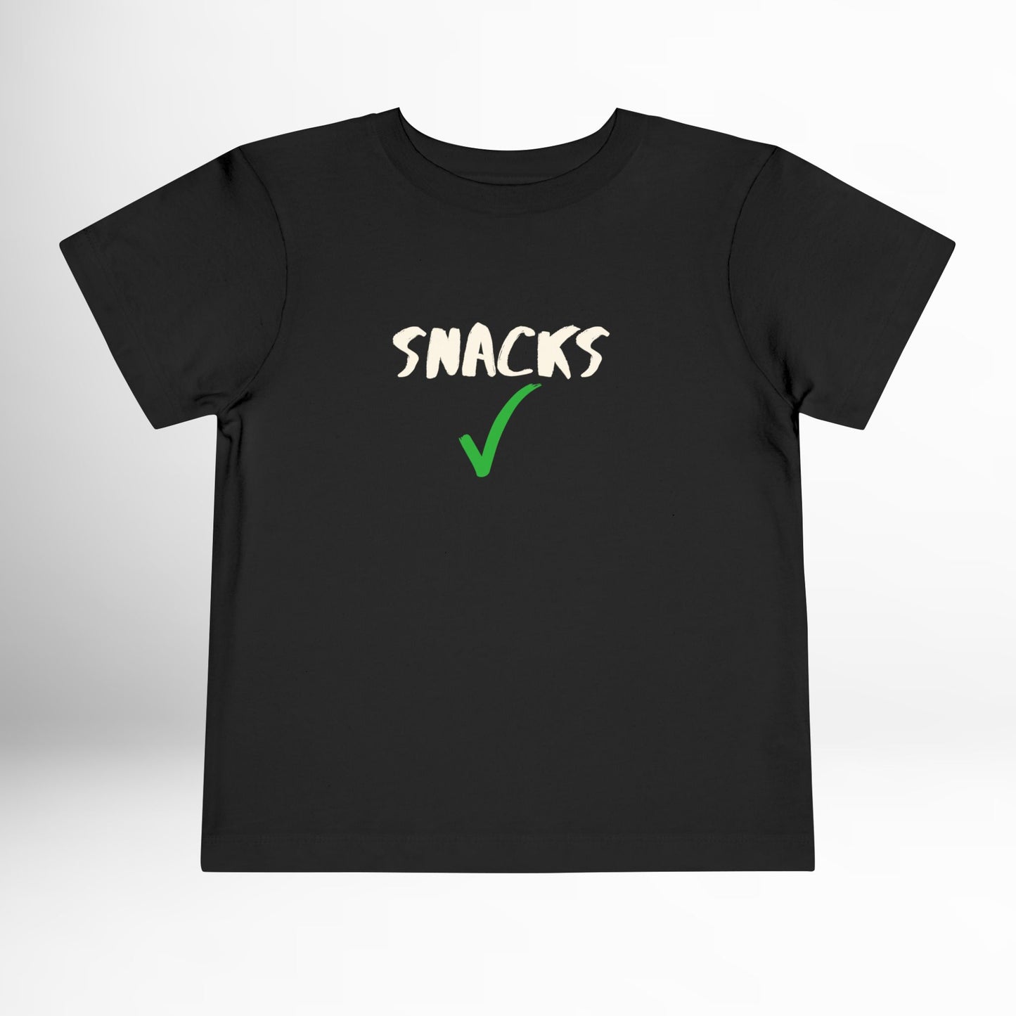 Snacks Toddler Shirt - Funny Green Checkmark Cotton Tee (2T-5T)