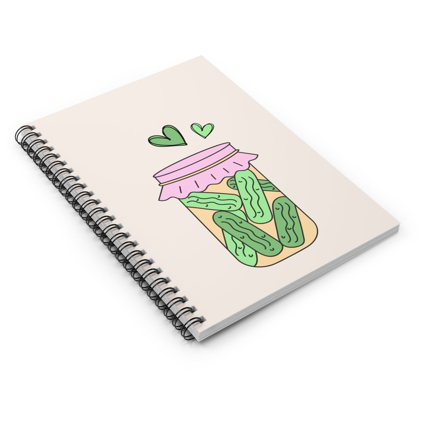 Pickle Jar Spiral Notebook Funny Foodie Ruled Journal, Cute Kawaii Pickle Design Writing Pad, Quirky Gift for Food Lovers & Students