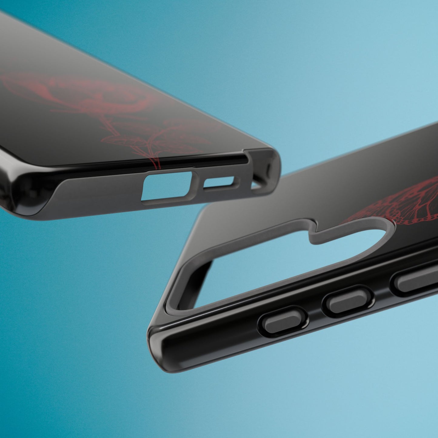 Black Rose and Butterfly Phone Case - Dark Academia Aesthetic Gothic iPhone, Galaxy and Pixel Cover