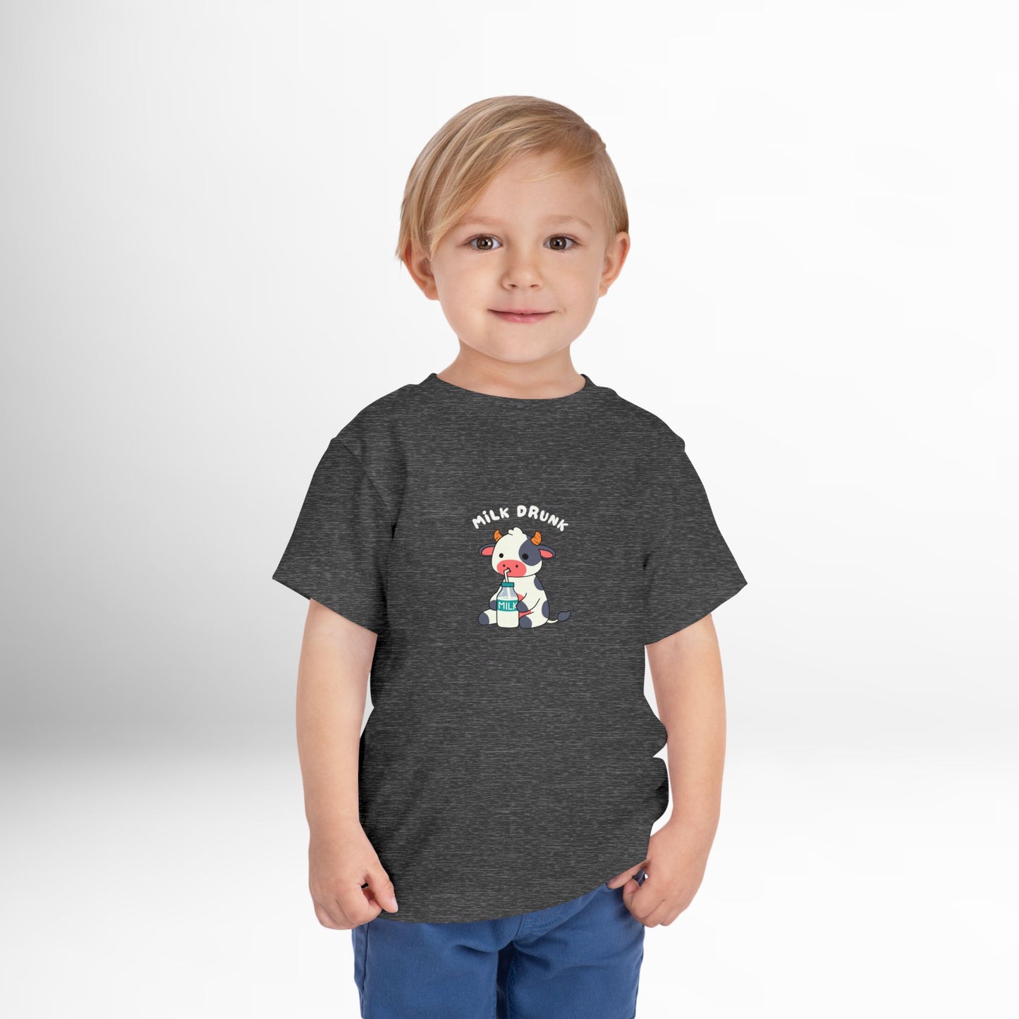 Milk Drunk Toddler Shirt - Cute Cow Graphic Cotton Tee (2T-5T)