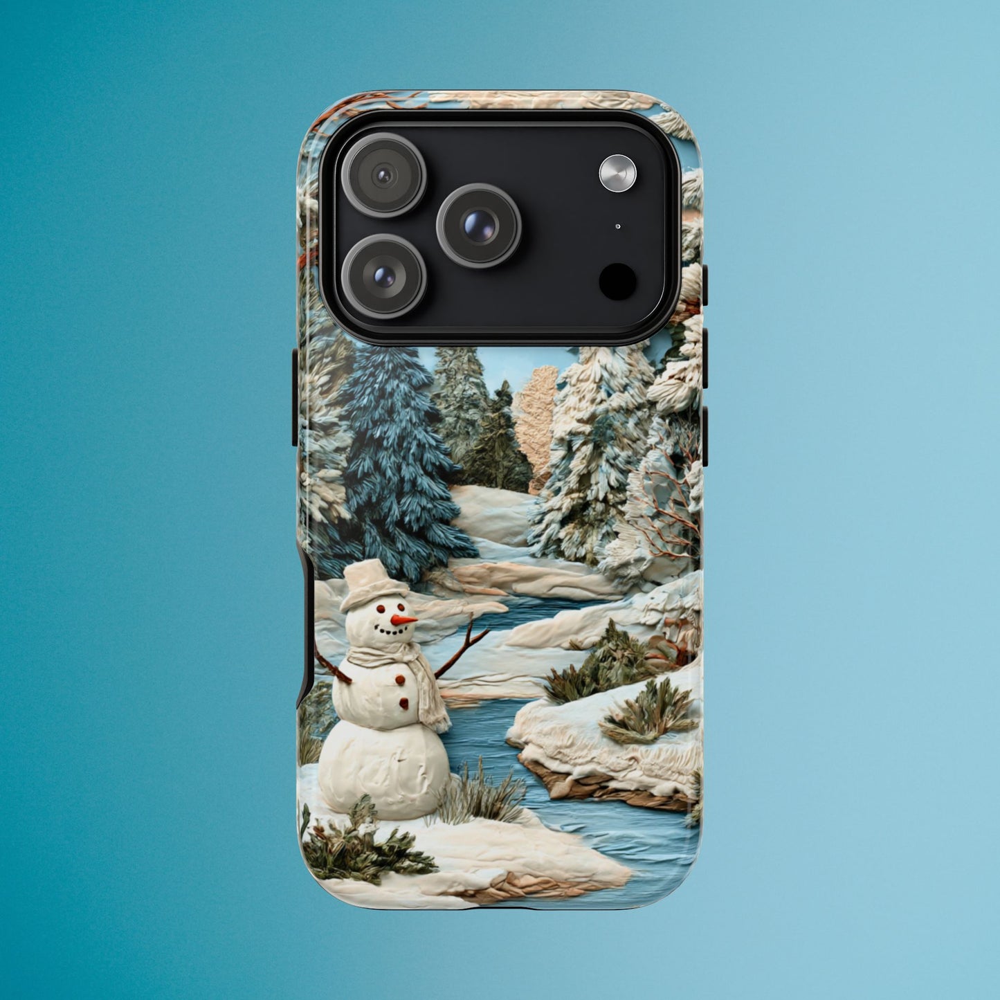 Snowman Winter Scene Phone Case Christmas Holiday Cover for iPhone Samsung Pixel