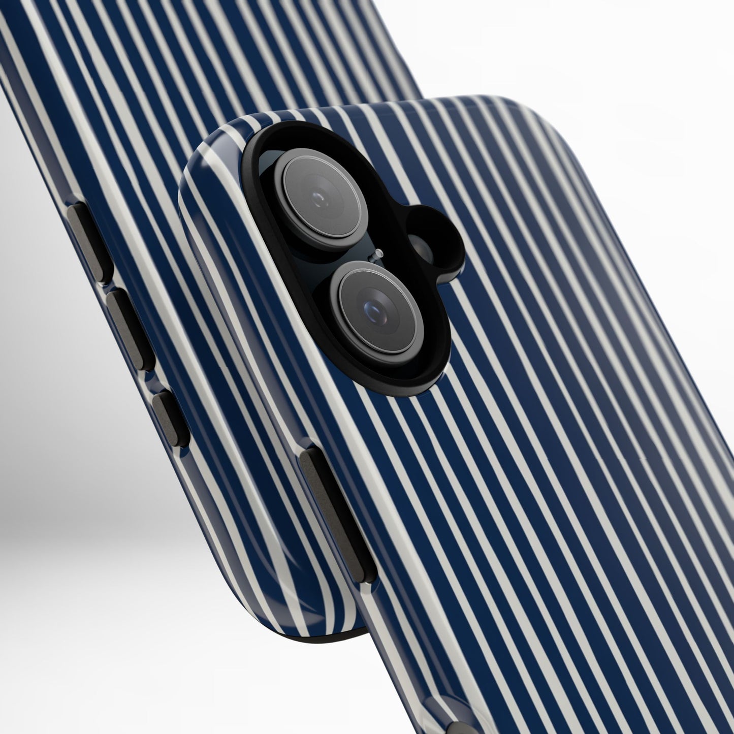 Navy Striped Phone Case | Minimalist Blue and White Stripe Design, Nautical Aesthetic Protective Cover