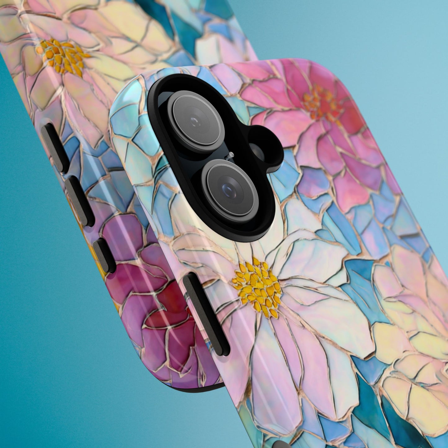 Floral Mosaic Phone Case, Colorful Flower Art Cover, Protective iPhone Samsung Pixel Case, New Phone Accessory, Gift for Friend