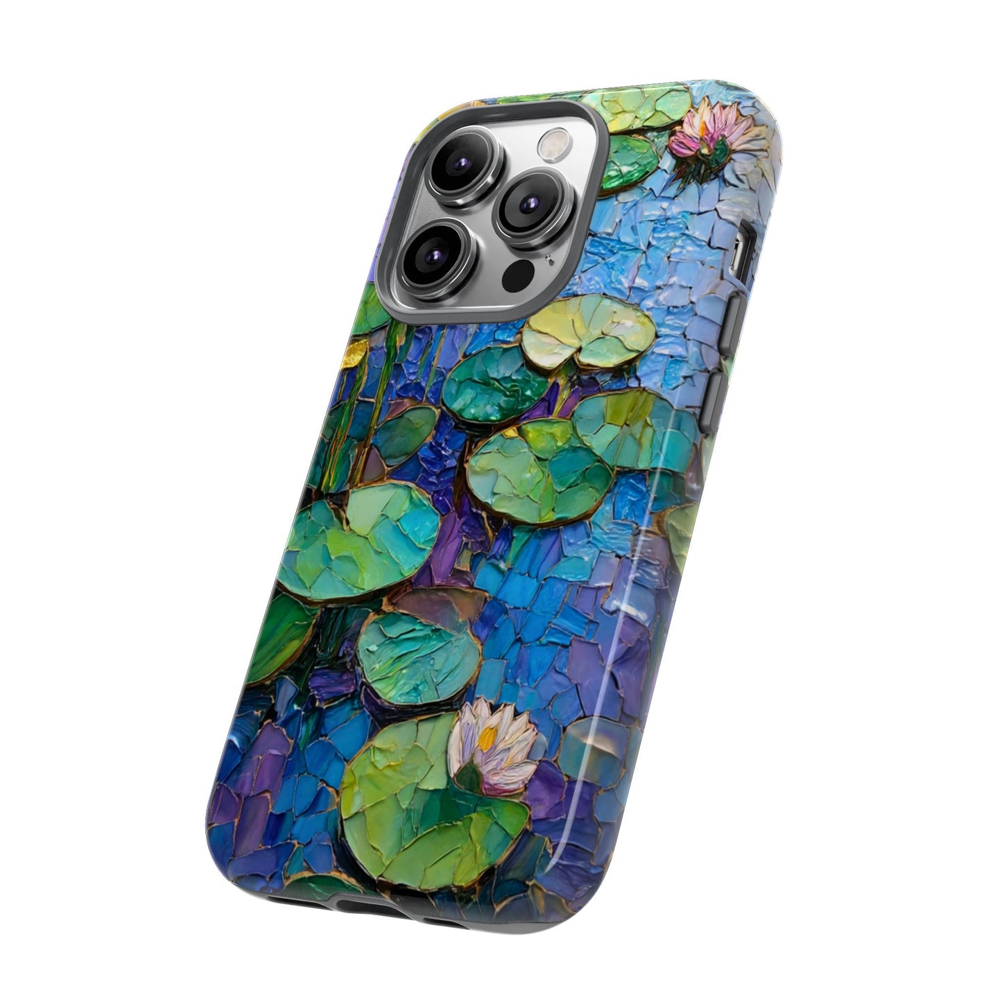 Lily Pad Phone Case, Impressionist Mosaic Botanical Cover, iPhone 15 16 17 Pro Air, Google Pixel 7 8 9 Pro, Samsung S23 S24 S25 S26 Ultra