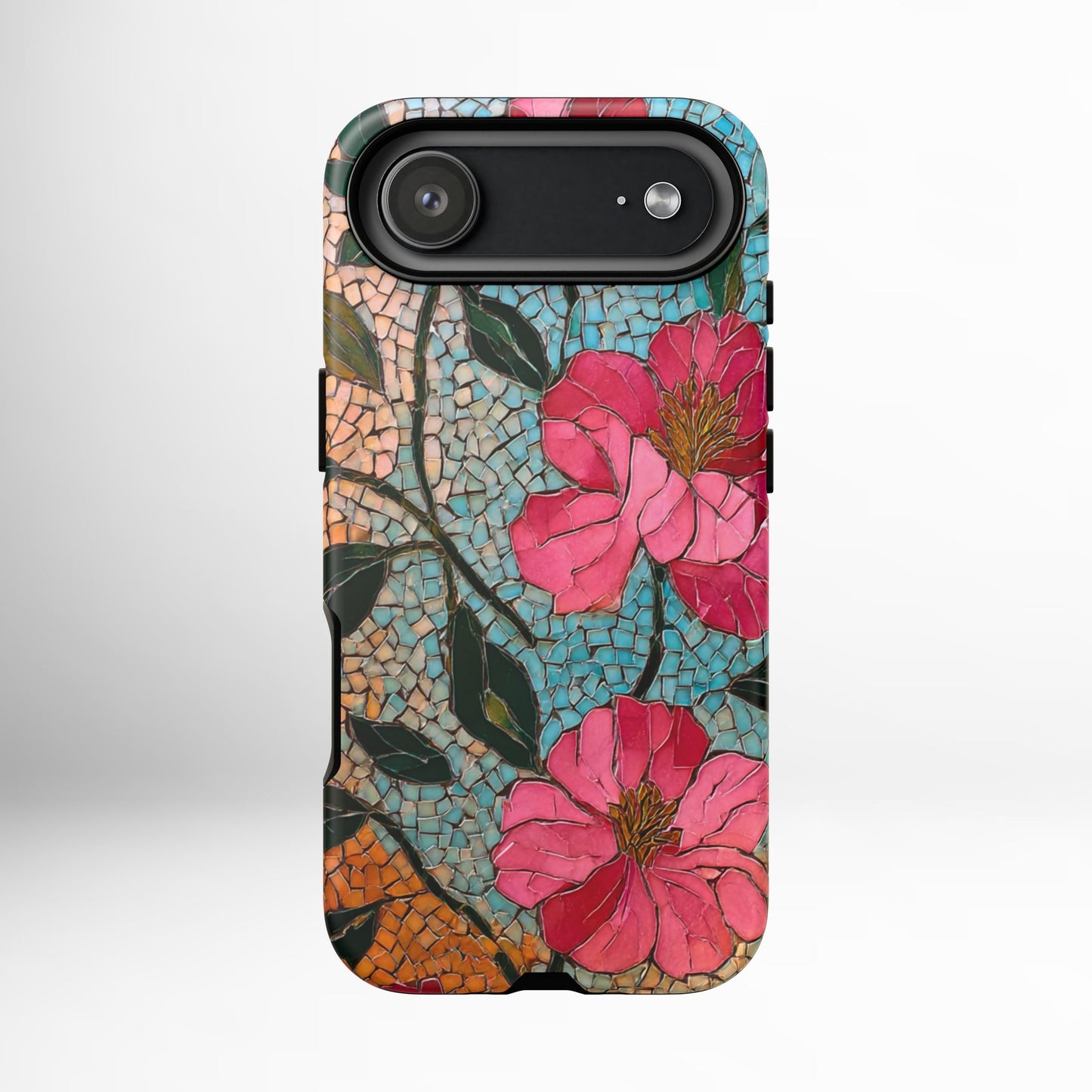 Bright Floral Mosaic Phone Case, iPhone 15 16 17 Pro Air Case, Pixel 9 Pro Cover, Samsung Galaxy 25 Pro Case