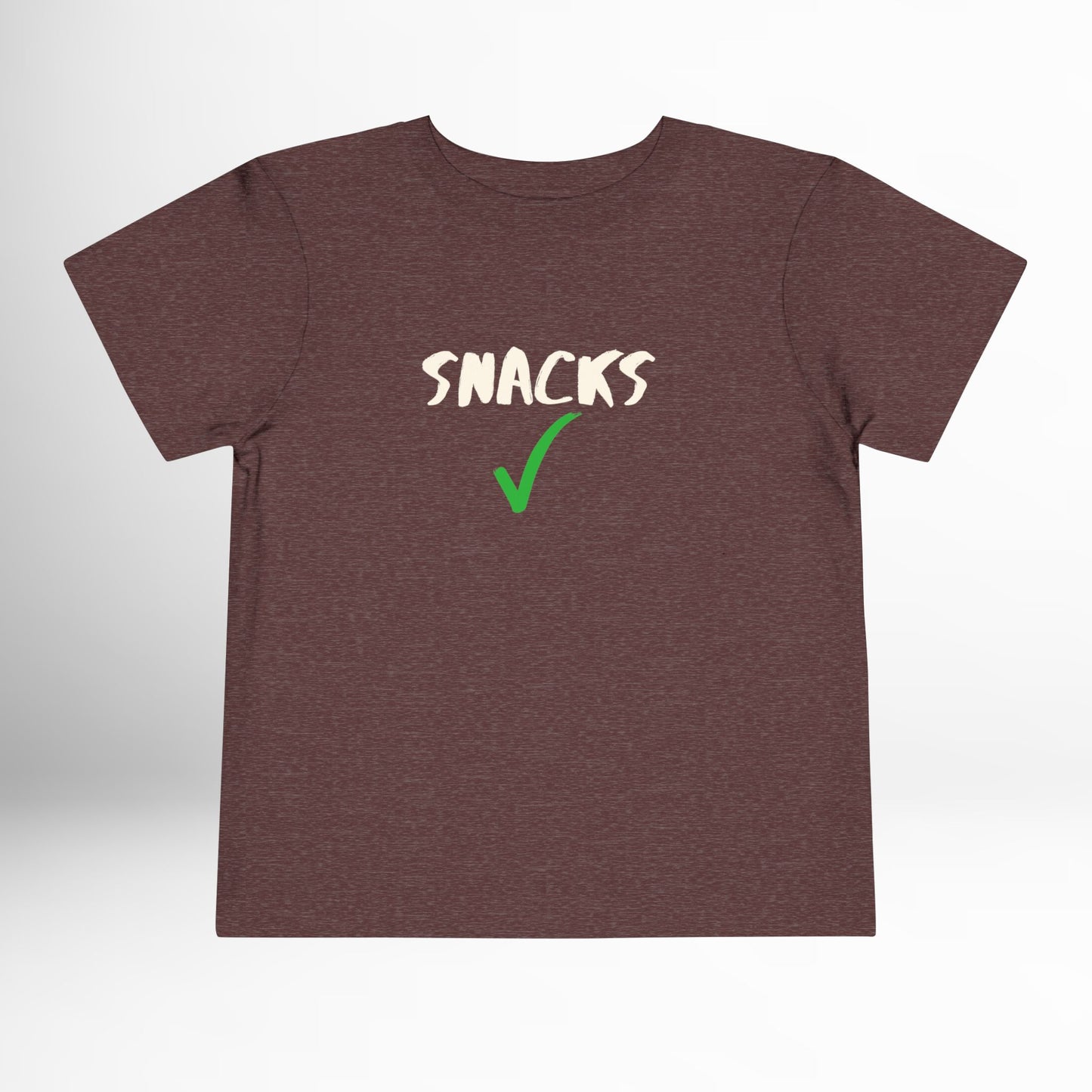 Snacks Toddler Shirt - Funny Green Checkmark Cotton Tee (2T-5T)
