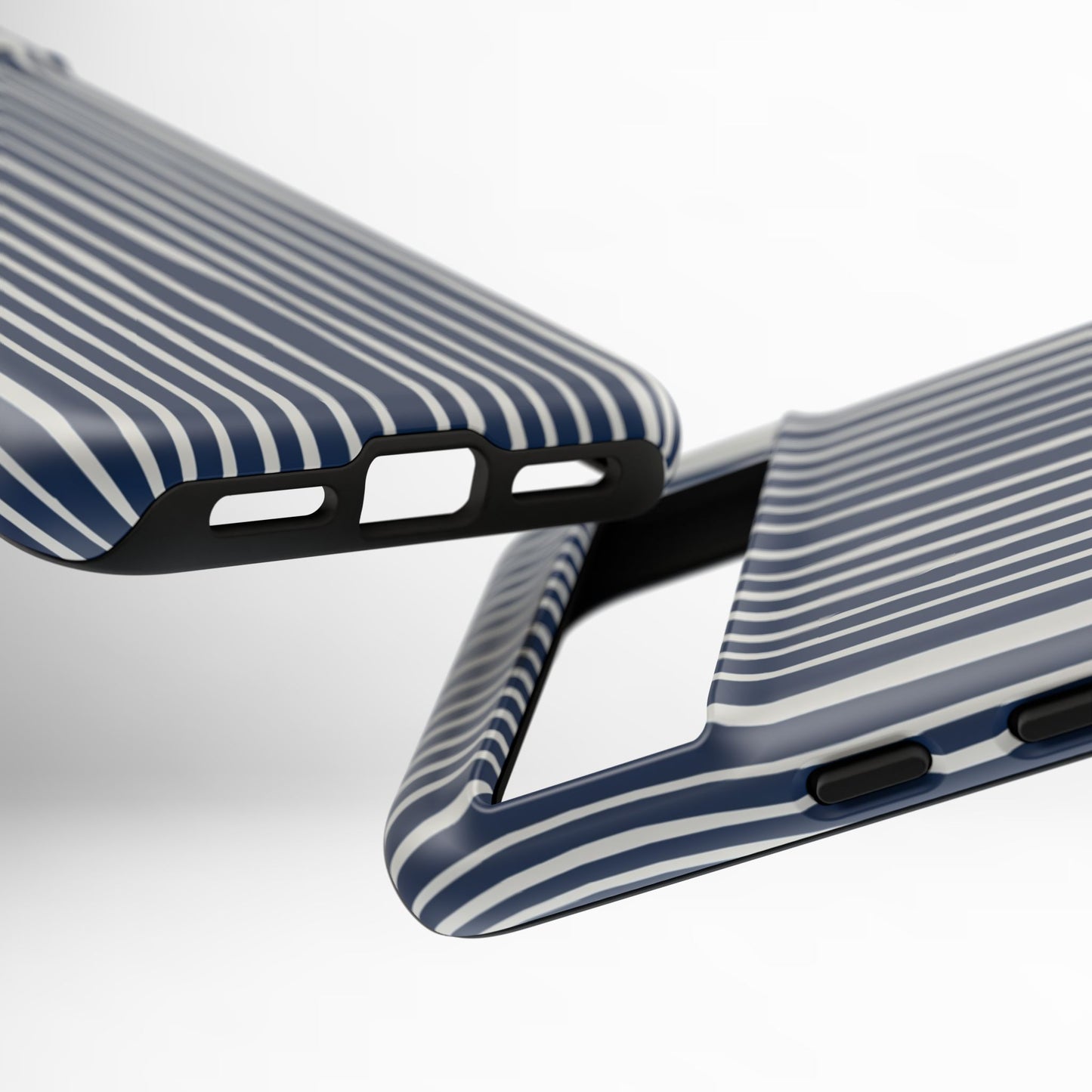 Navy Striped Phone Case | Minimalist Blue and White Stripe Design, Nautical Aesthetic Protective Cover