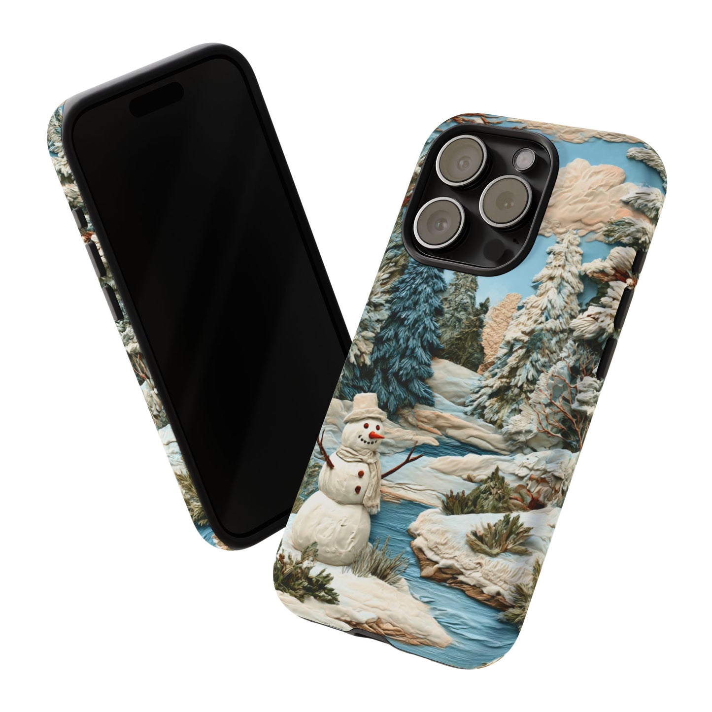 Snowman Winter Scene Phone Case Christmas Holiday Cover for iPhone Samsung Pixel